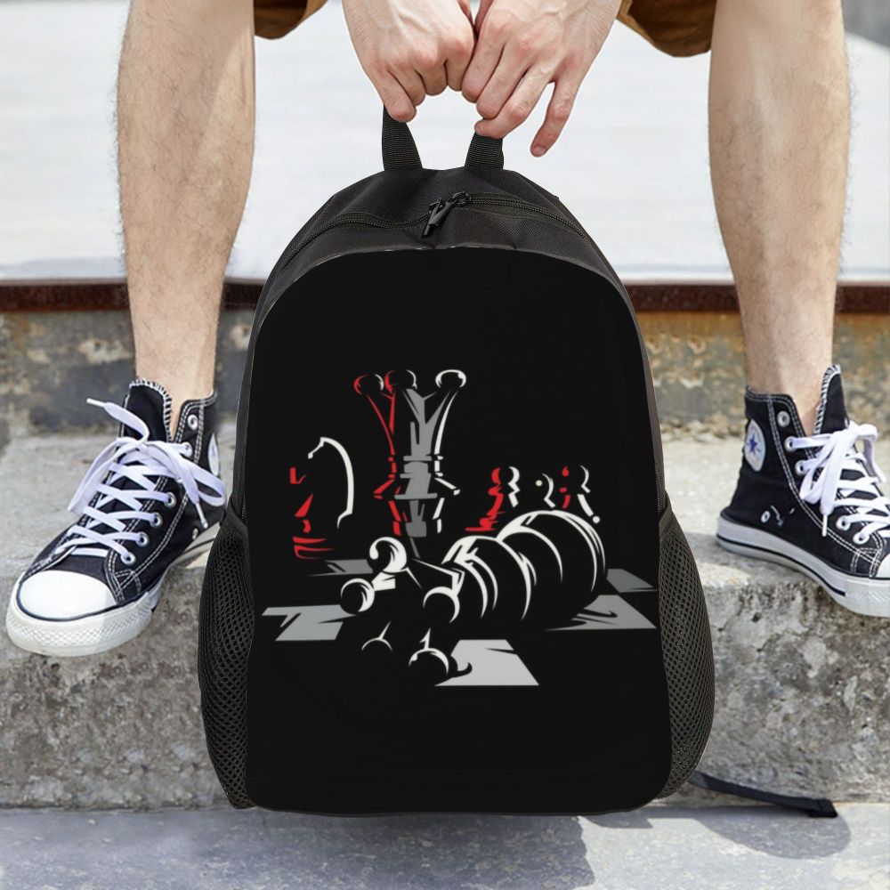 Chessboard Game Bolsas para homens e mulheres, Casual Bookbag, moda