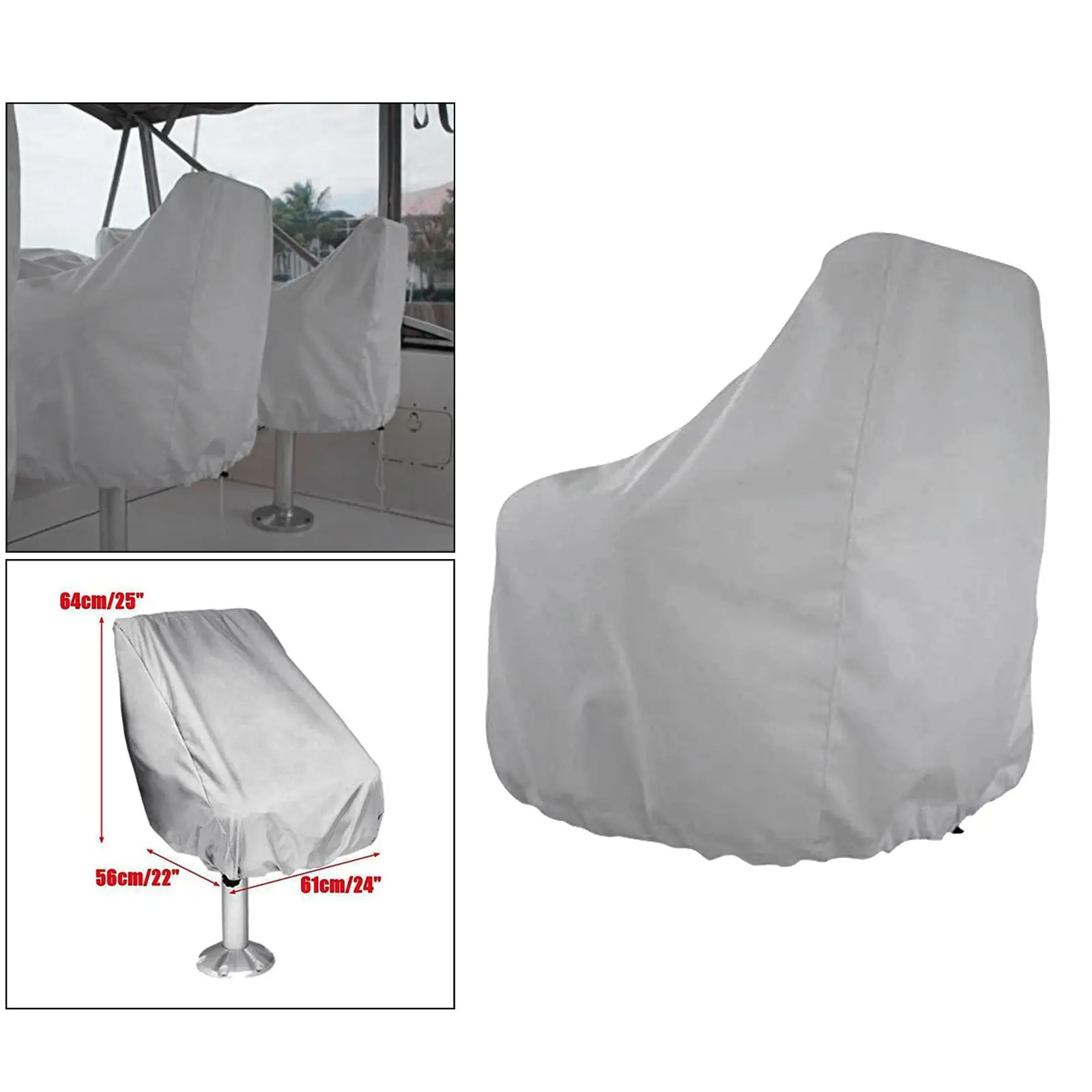 3X Boat Seat Cover Outdoor Yacht Waterproof Elastic Hem Protection Silver