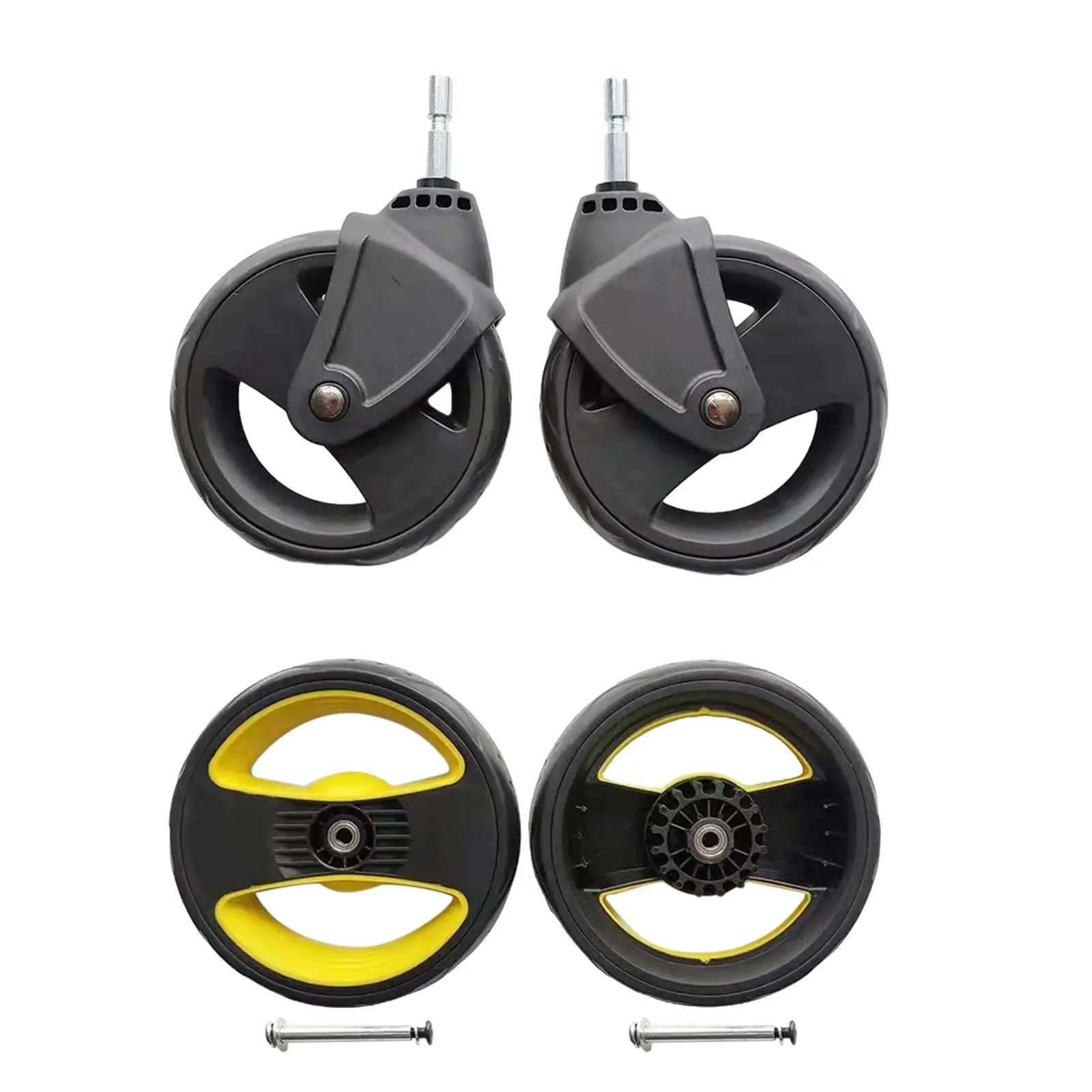 2x Pushchair Spare Parts Accessories Universal Pram Tire Wheel Replacement Swivel Wheel Rubber Trolley Wheel Trolley Wheel Set