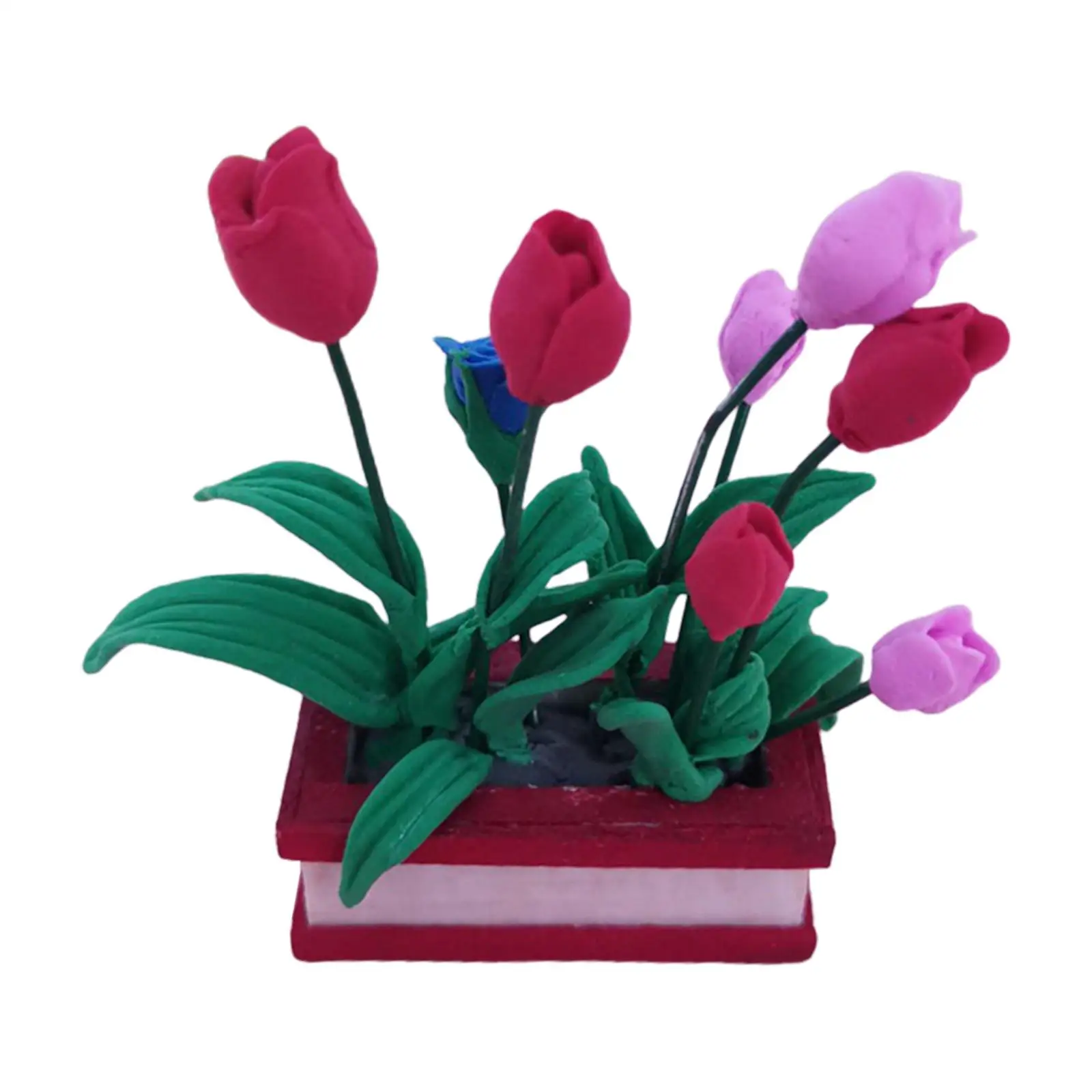 Dollhouse Miniature Flowers Scenery Supplies Greenery Ornament Mini Vase Dollhouse Flower for Diorama Micro Landscape Decoration