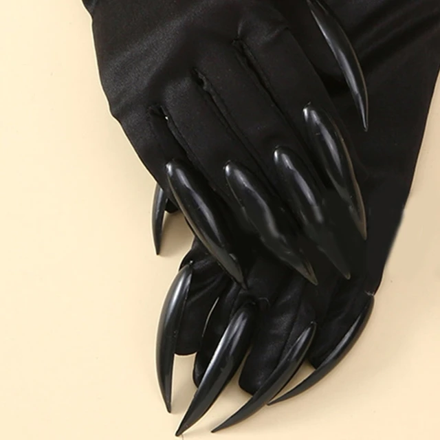VALICLUD 1 par de guantes de garra de dragón aterrador, accesorios de  disfraz de cosplay, guantes negros, guantes negros largos para cosplay,  guantes