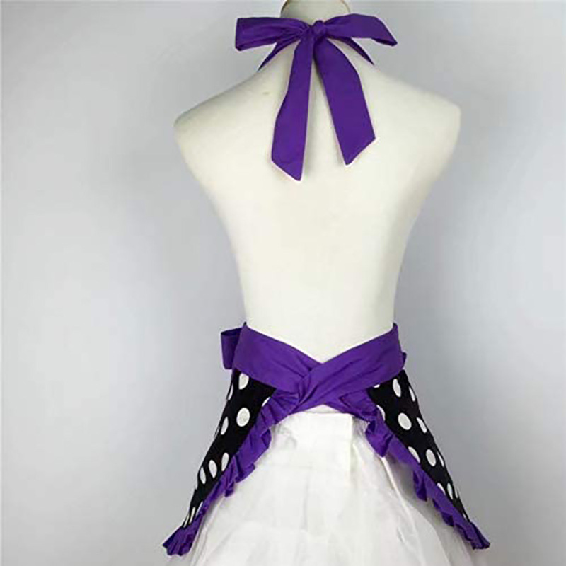 Jananese Sexy Damen-Küchenschürze mit Spitze, Schleife, Dienstmädchen-Outfit, Kellnerin, Kleid, kurz, bunt, schöne Schleife für Paare – Detail 10