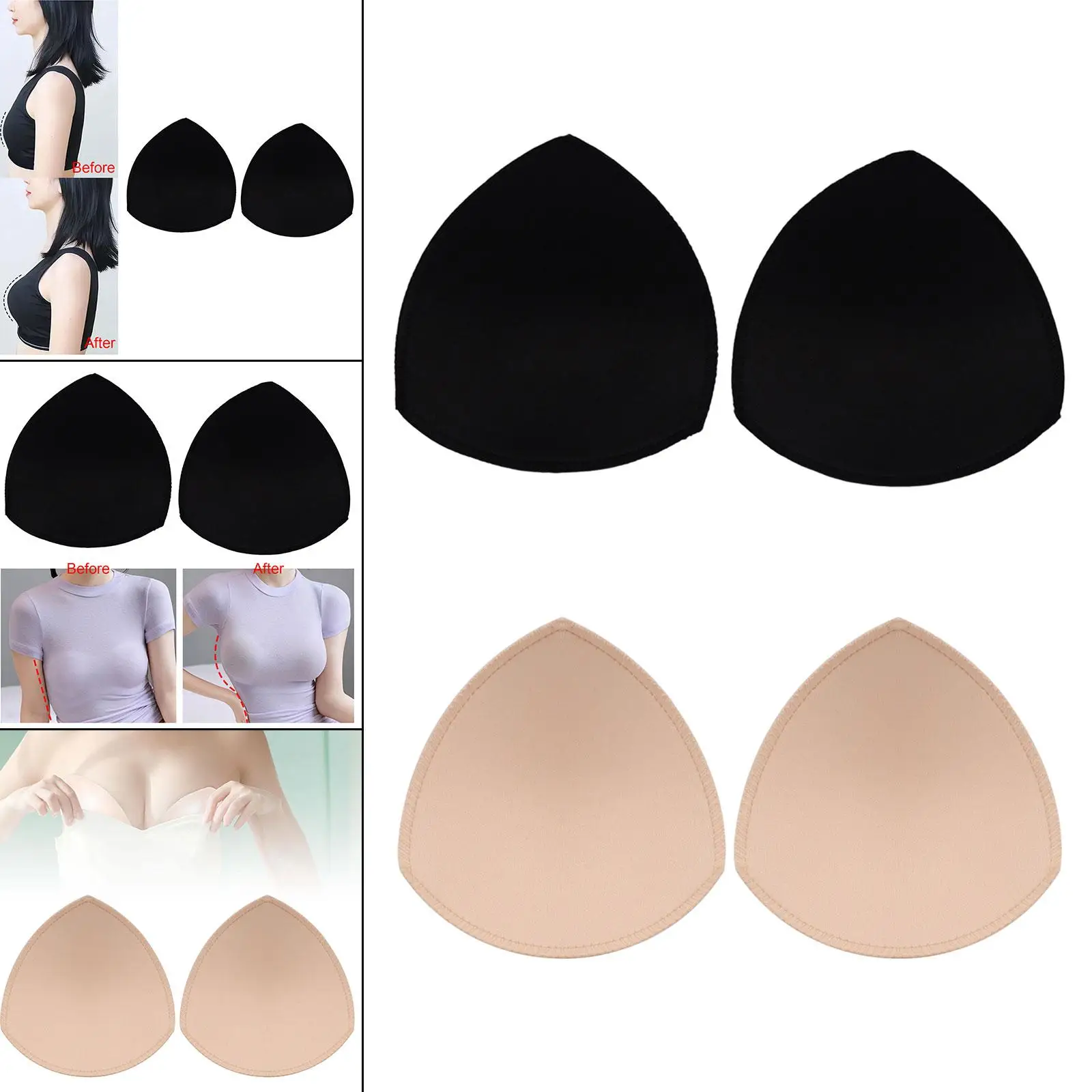 Triangle Bra Pads Inserts Removable Bra Cups Inserts Soft Triangle Sponge Pads Padding Inserts for Swimsuit Bikini Top