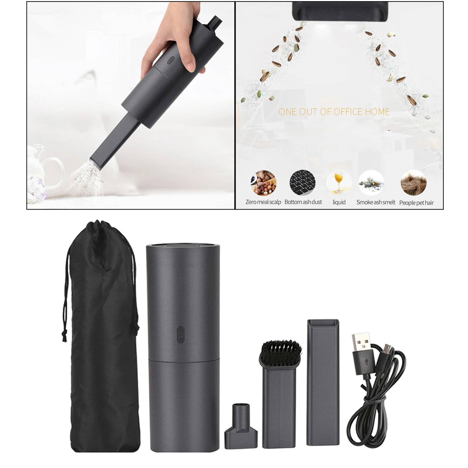 Handheld Vacuum Cleaner  Portable 2.0kpa Strong Suction Powerful USB Rechargeable , Home and  Hair Vacuum Cleaner Tool