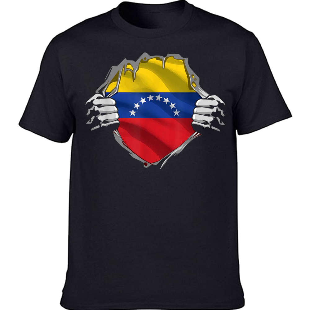 Männer Sommer T-shirt Baumwolle Lose Cool Tee Shirt Stolz Venezolanischen Venezuela Flagge Herren Streetwear Hohe Qualität Crew Neck T-shirt – Detail 2