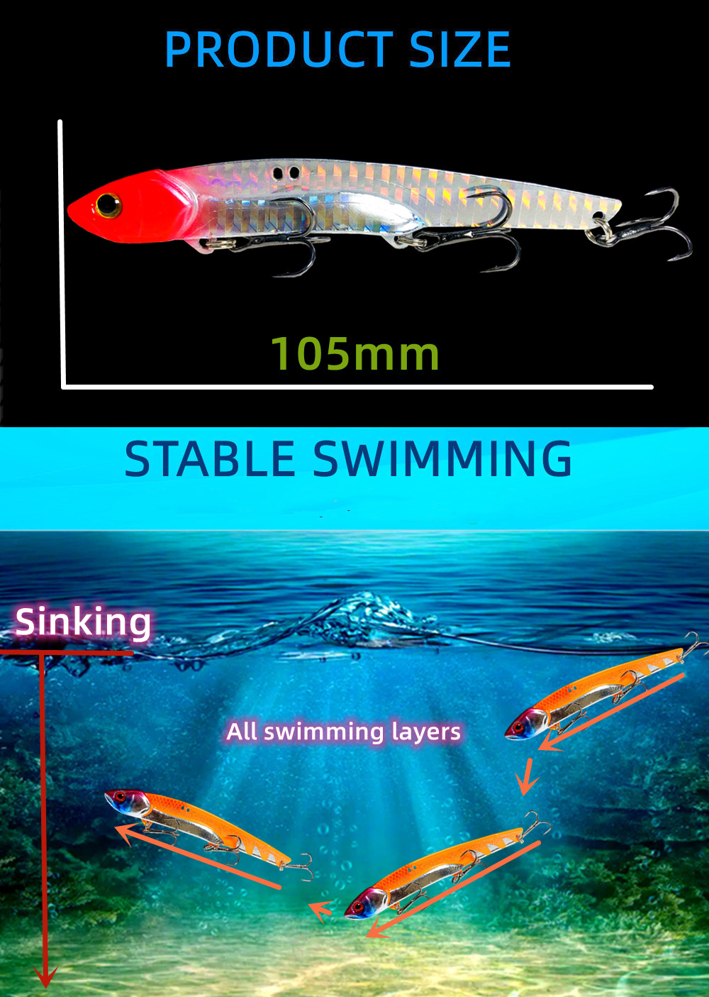 35g 10,5 cm Metall VIB LureFishing Löffel Süßwasser Angeln Harter Köder Scheibe Jig Köder Löffel Angelgerät Metall Jigging – Detail 2