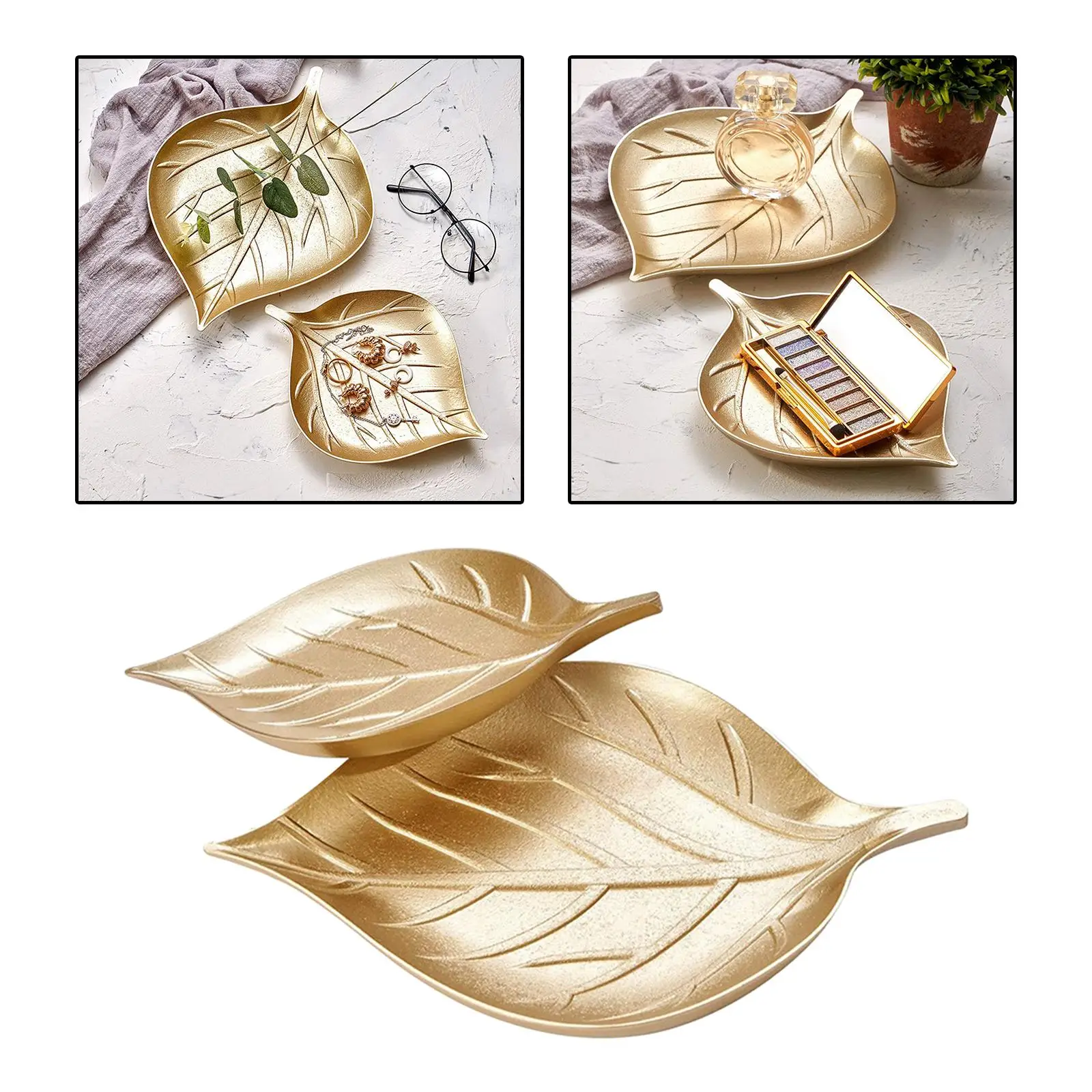 Gold Storage Plate Accessories Small Items Ornament Home Plate for Vanity Tray Desktop Decoration Bedroom Cosmetic
