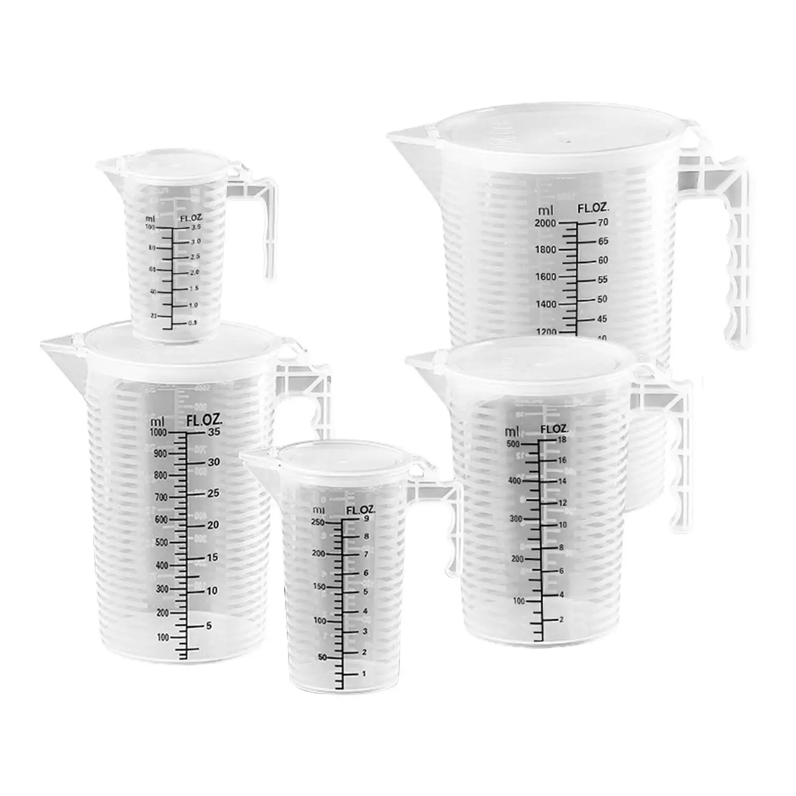 5x Plastic Pitcher Juice Beverage Jar Leakproof Measuring Cup Cold Kettle with Lid for Tea Restaurant Milk Cold Beverage Bedside