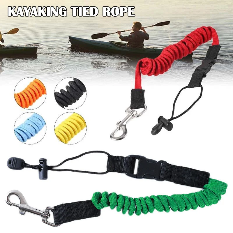 Elastic Paddle Fishing Leash Safety Rod Coiled Lanyard For Kayak Canoe Oar Safe 