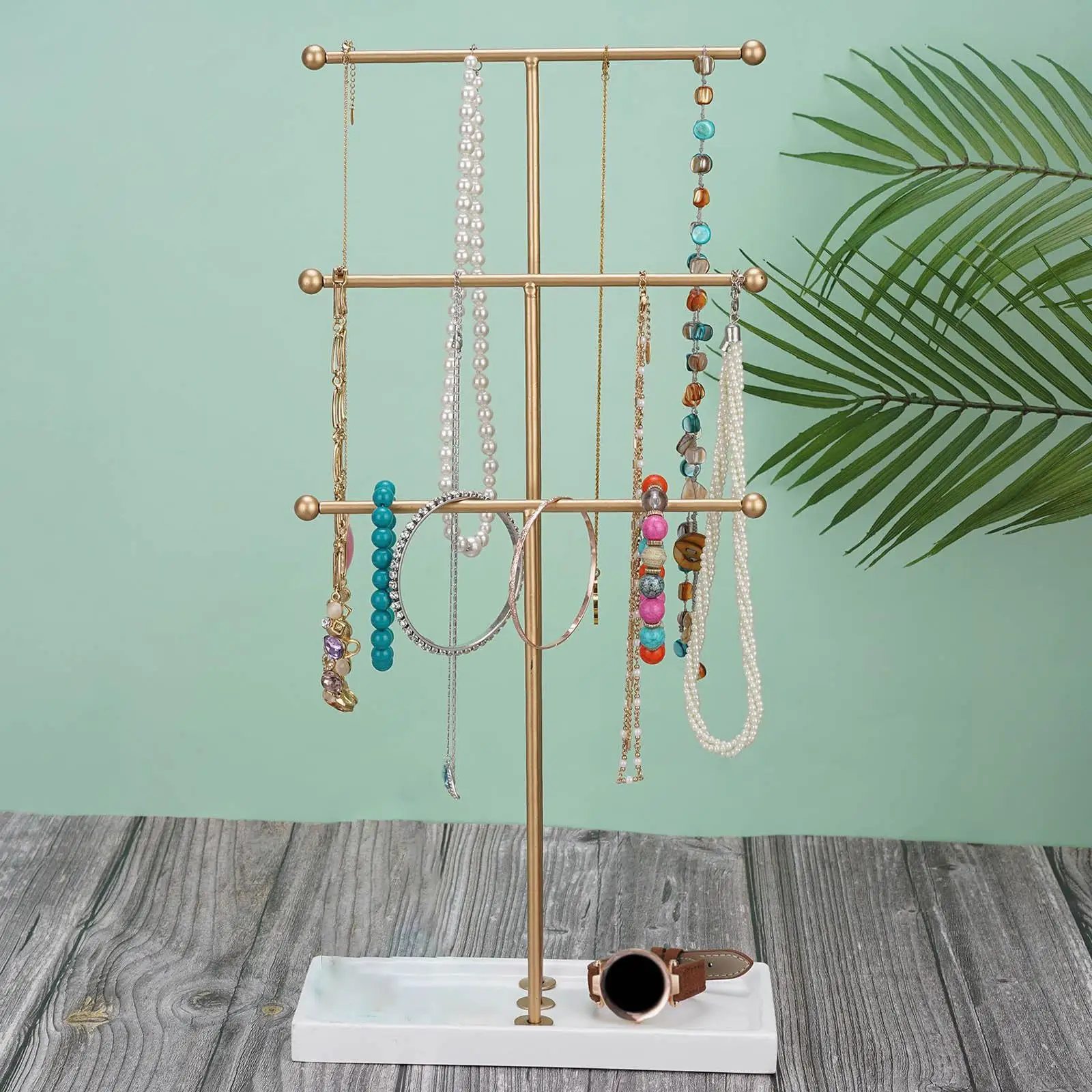 3 Cascading Tiers Necklace Bracelet Jewelry Display Stand Multifunctional