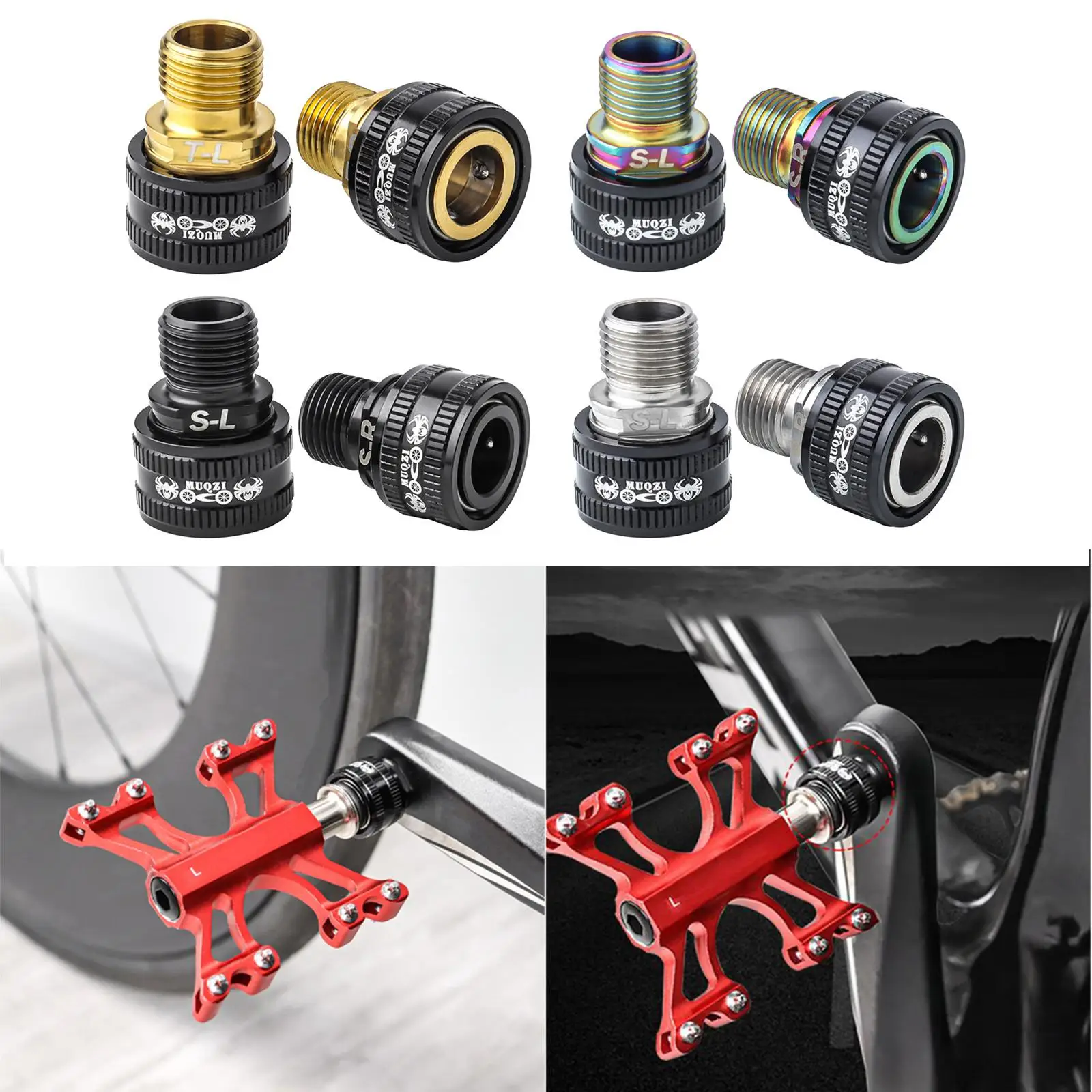 2x Bike Pedal Extender Pedal Spacers 9/16inch Shaft Pedal Extension Adapter