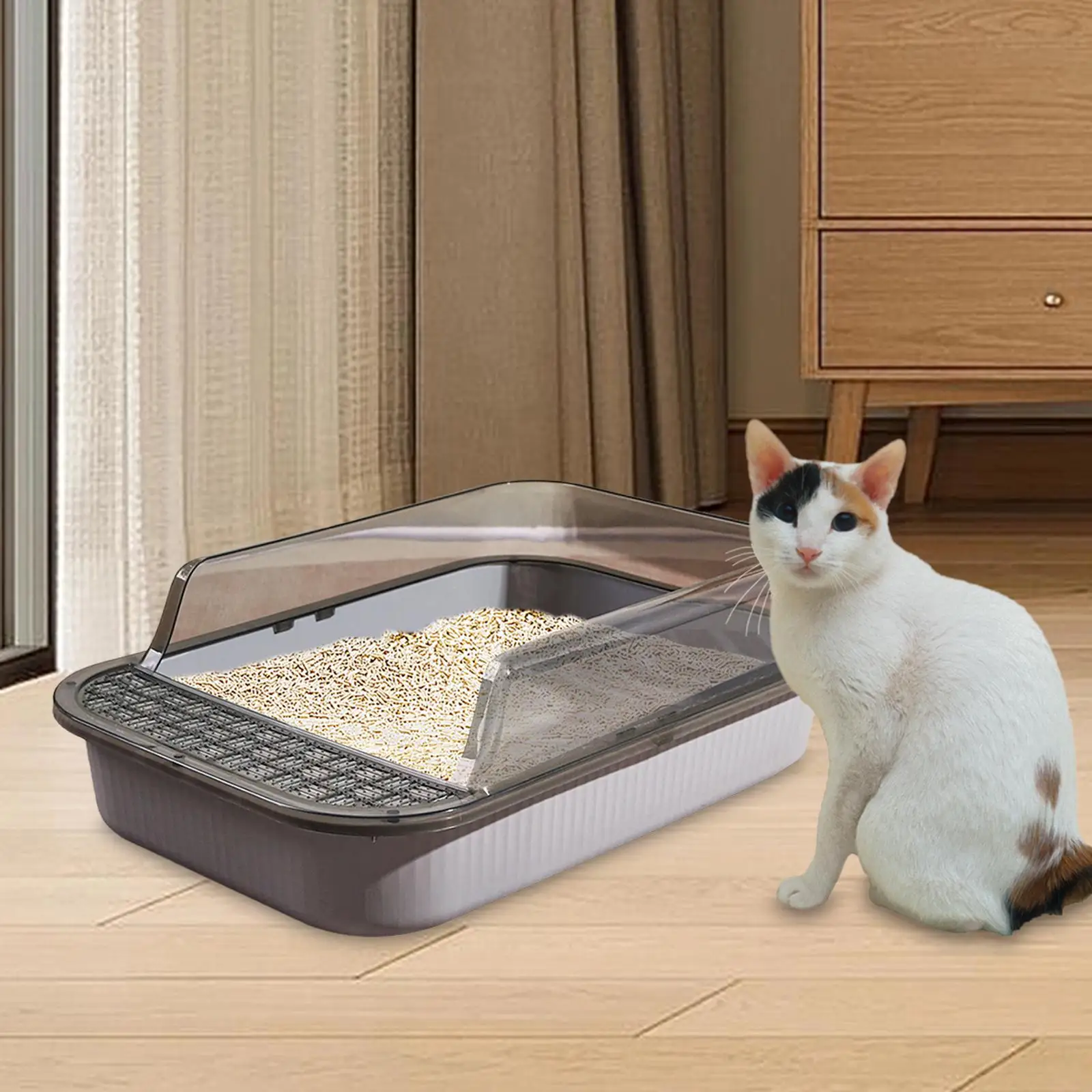 Cat Litter Box for Indoor Cats Large Open Top Pet Litter Tray Cat Toilet