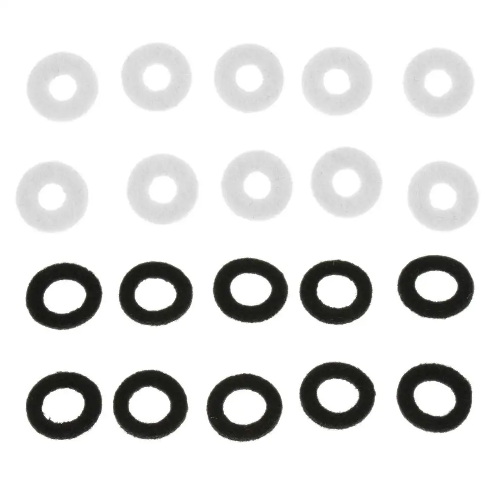 10 Pieces Trumpet Felt Washers Cushion Pad Portable Brass Instrument Parts Trumpet Protection 17mm Black/White