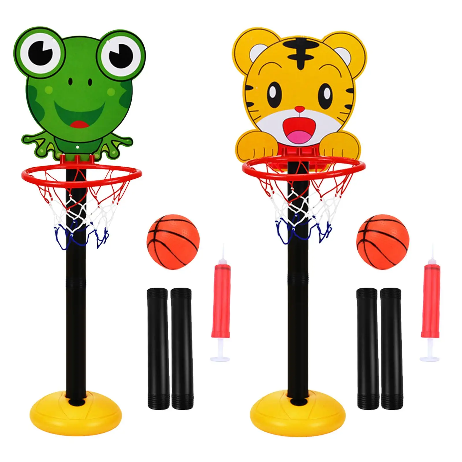 Portable Basketball Hoop Stand Adjustable and Ball Game Animals Sport Board with Net for Kids Toddler Children Yard Play