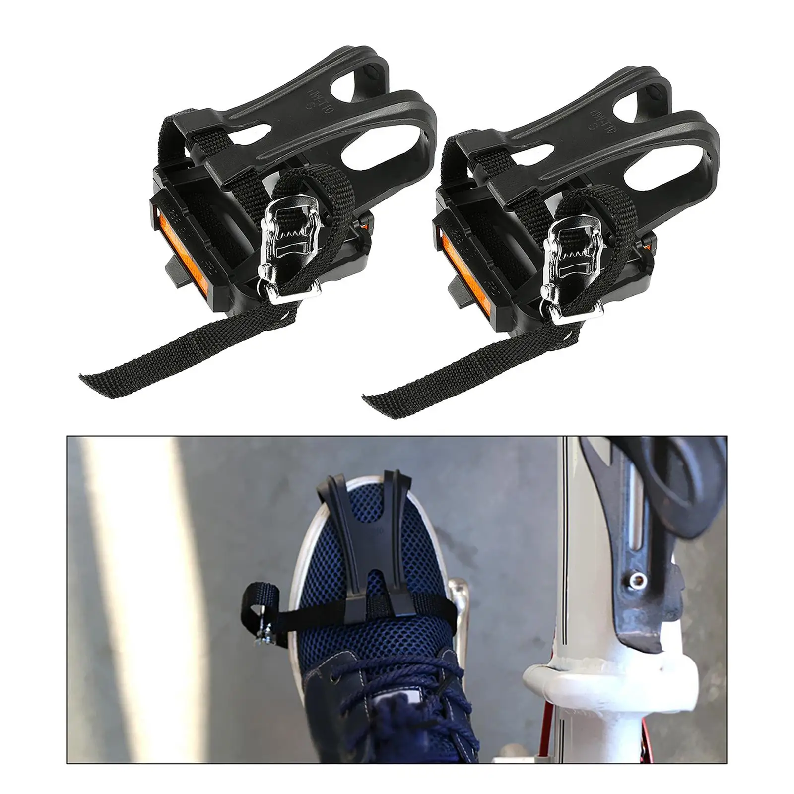 Road Bike Mountain Bike Pedal Toe Straps Clips with Strap Nylon Belts for Adults Large Fixed Cycling