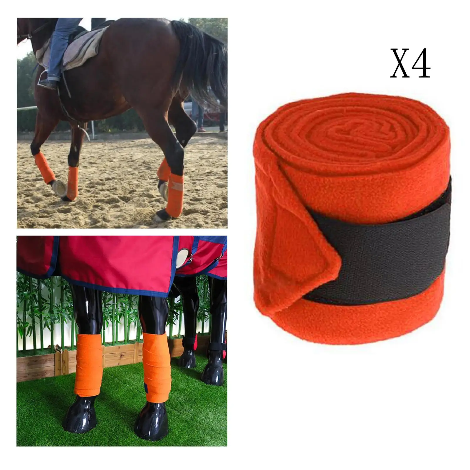 4pcs Soft Fleece Horse Leg Wraps Protect Strap For Equestrian Riding Racing