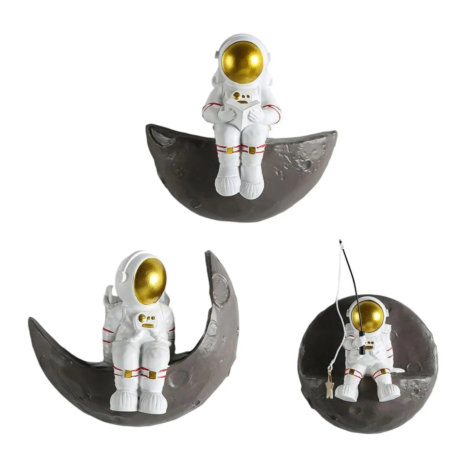 3 Pieces Resin Astronaut  Hanging Children Room Bedroom Creative  Spaceman  Ornament Indoor Wall Art Sculpture