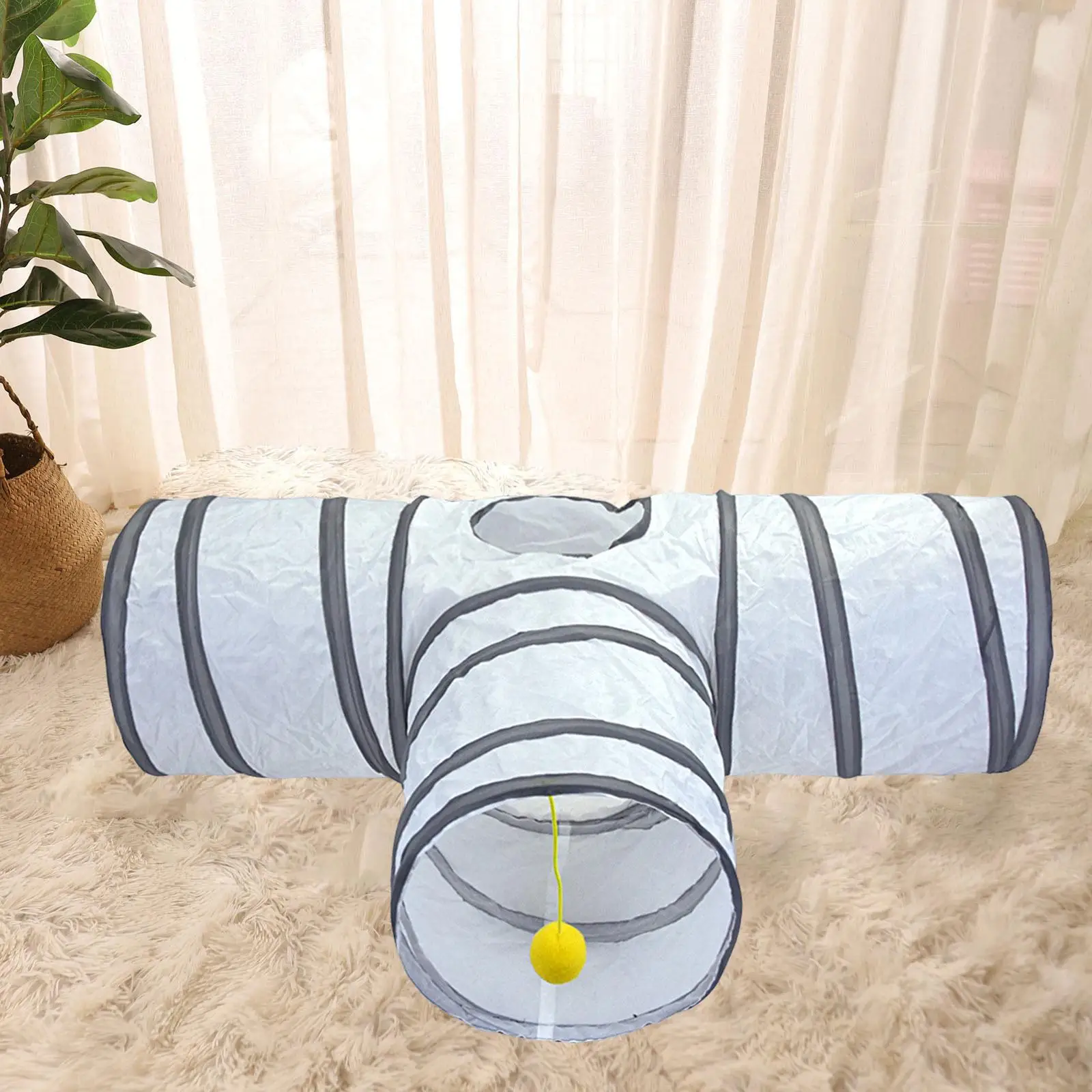 Collapsible Cat Tunnel Tube T Shape Agility Play Durable Scratch Resistant Kitty Toys for Rabbit Bunny Cats Ferrets Training