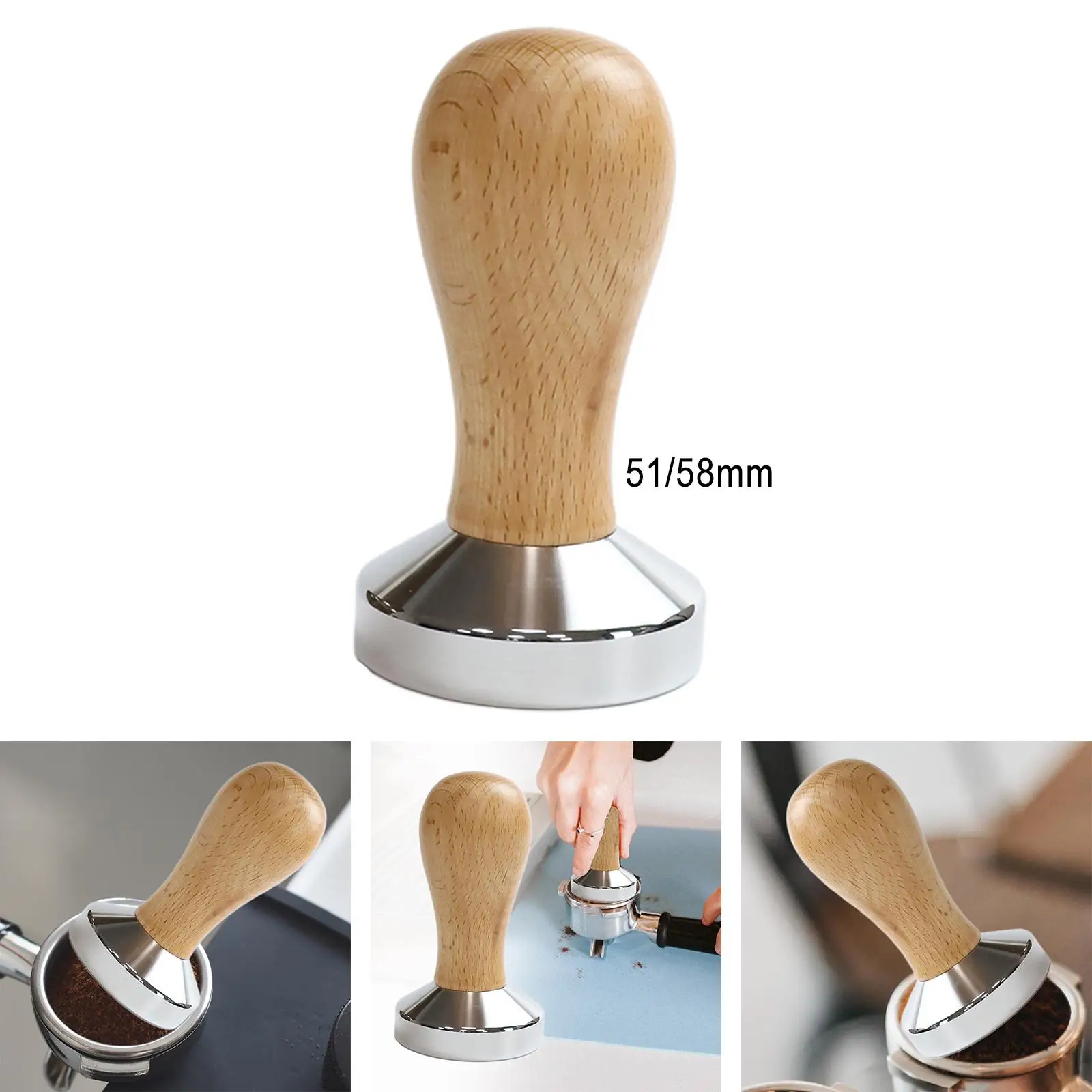 Professional Coffee Tamper Wooden Handle Calibrated Powder Hammer Leveler Powder Distributor for Coffee Machine Cafe
