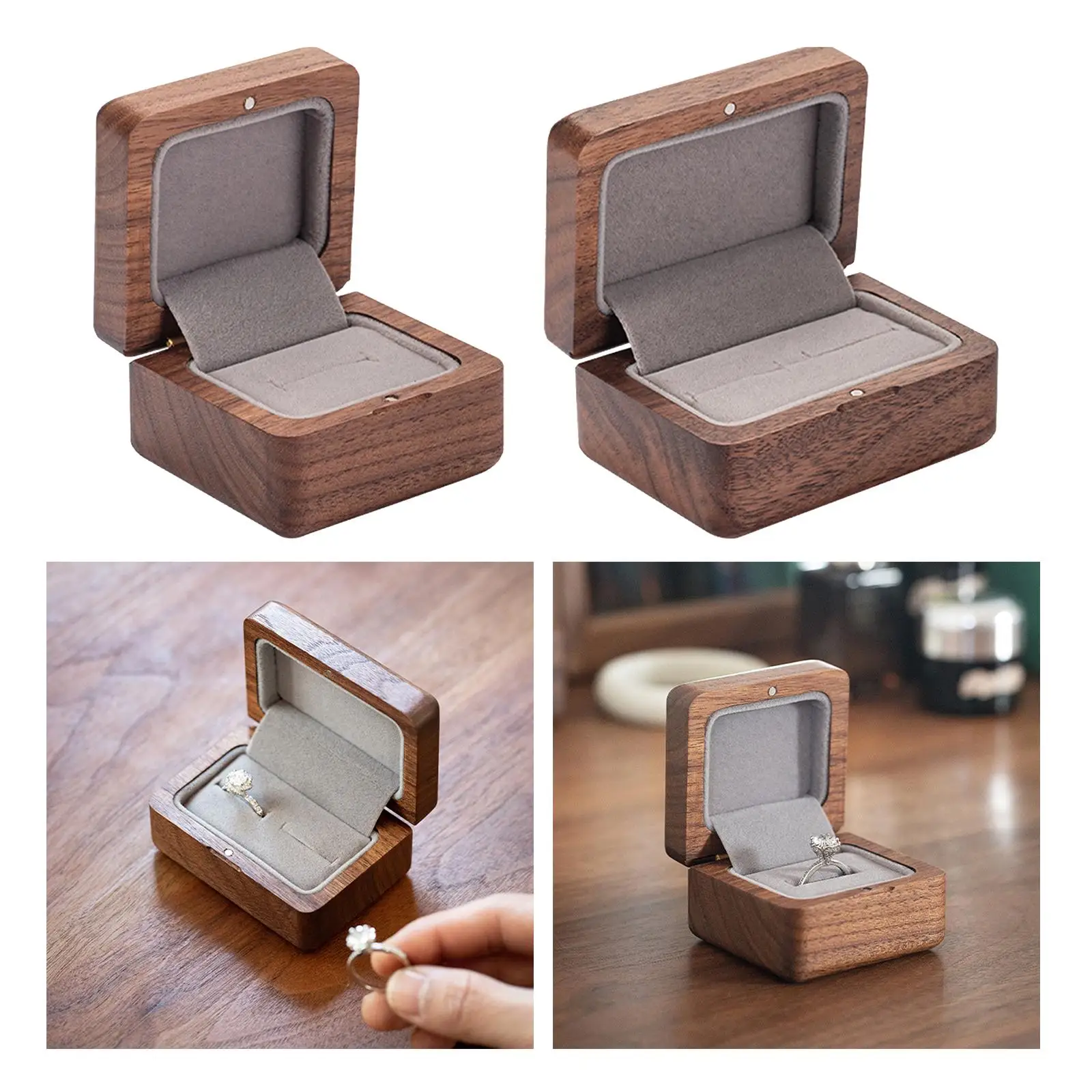 Wooden Ring Box Personalized Handmade Wooden Ring Case Ring Holder Box for Wedding Anniversary Ceremony Engagement Birthday Gift