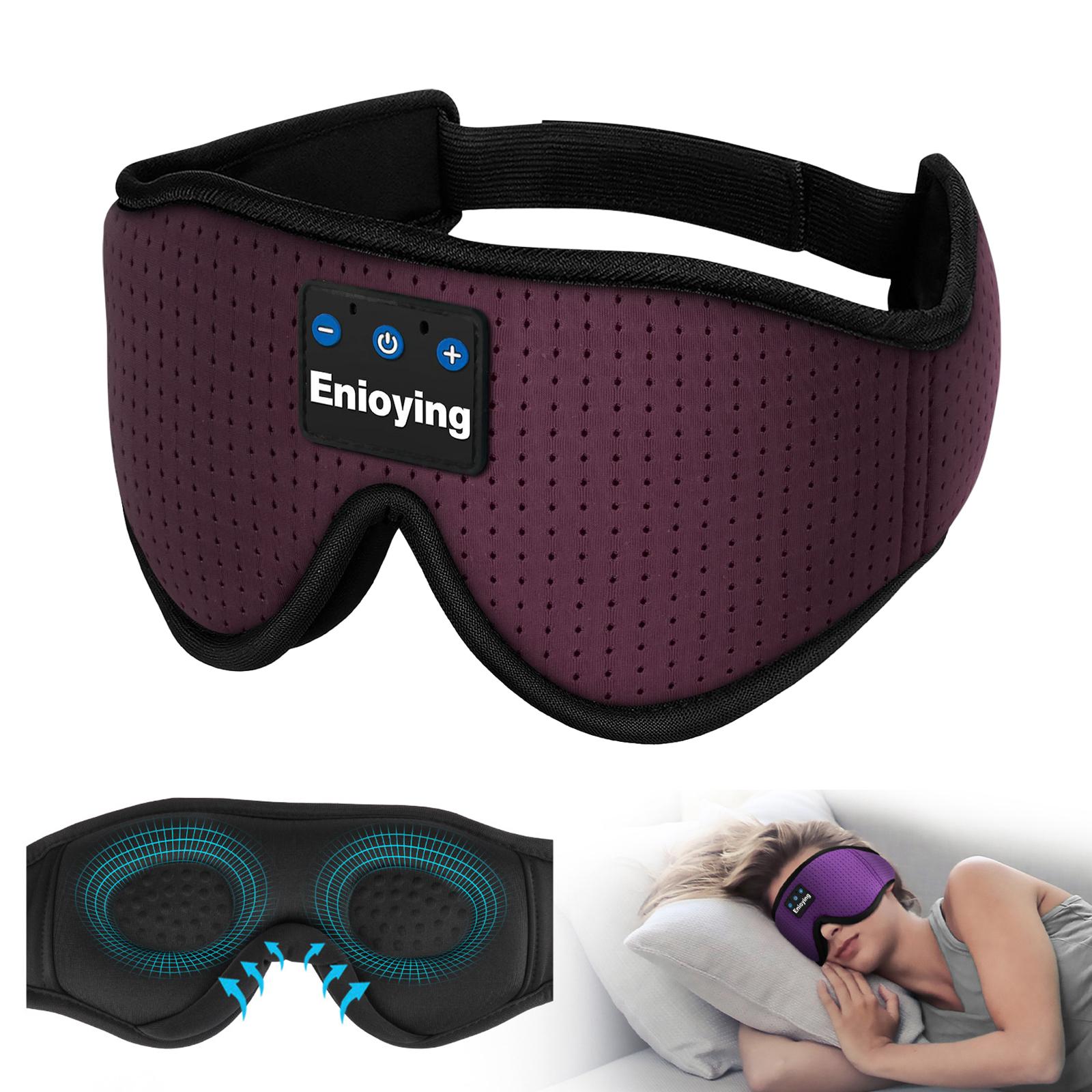 Bluetooth 5.2 Eye Mask Sleep Headphones 3D Sleep Mask Adjustable Breathable Wireless Music Headband Music Play for Travel Office