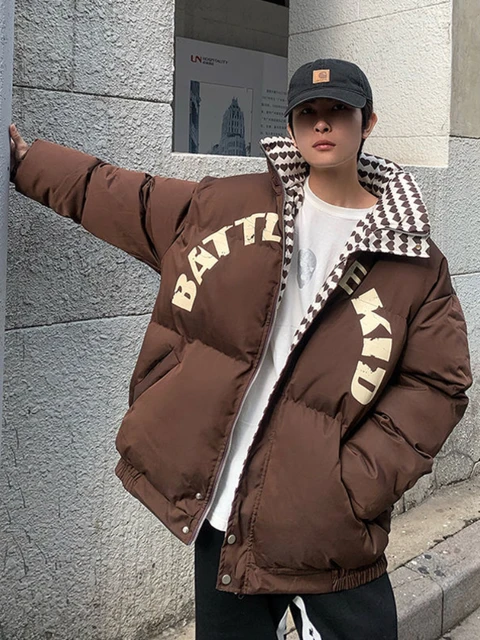 Piumino da uomo giacca invernale con graffiti con cappuccio cappotto  antivento Streetwear giacca nera hip hop oversize per uomo, Nero , L :  : Moda