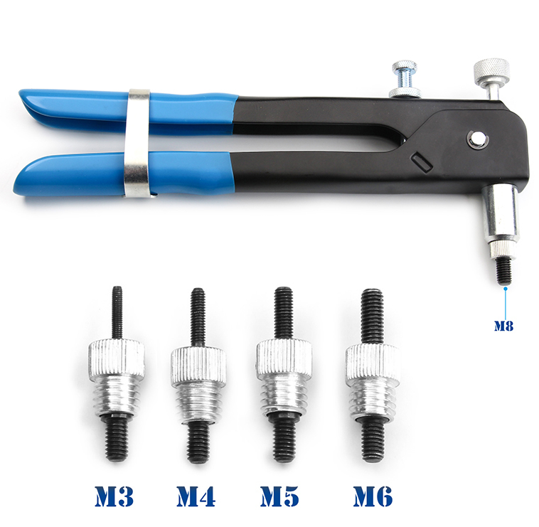 100pcs M3-M8 Aluminium legierung Flach kopf Gewinde Niete insatz Nussert Kappe Mutter Multi-Größe Niet mutter Kit Niet pistole Werkzeug – Detail 5