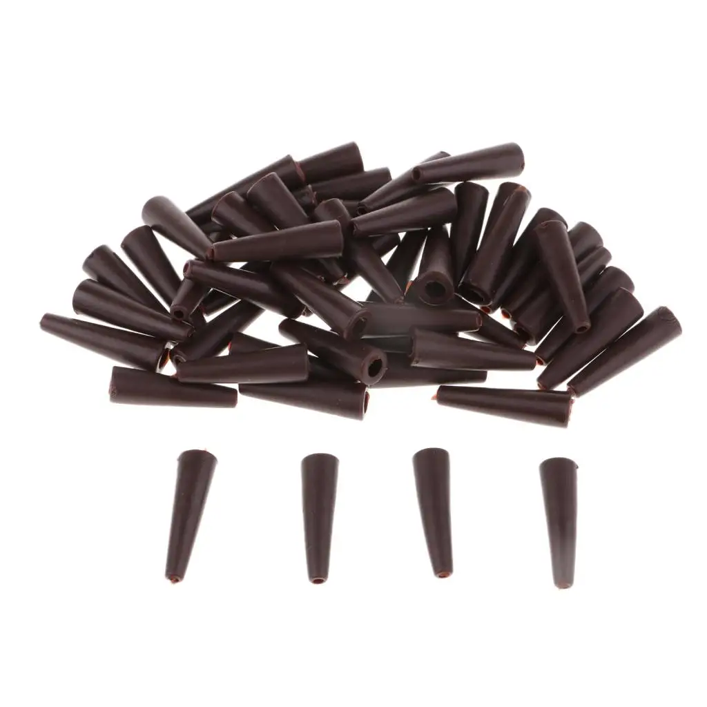 50 Pcs Carp Fishing Tail Rubber Tubes Cones Rigs Sleeve for Safety Clips 20mm Fishing Accessories Terminal Tackles pesca