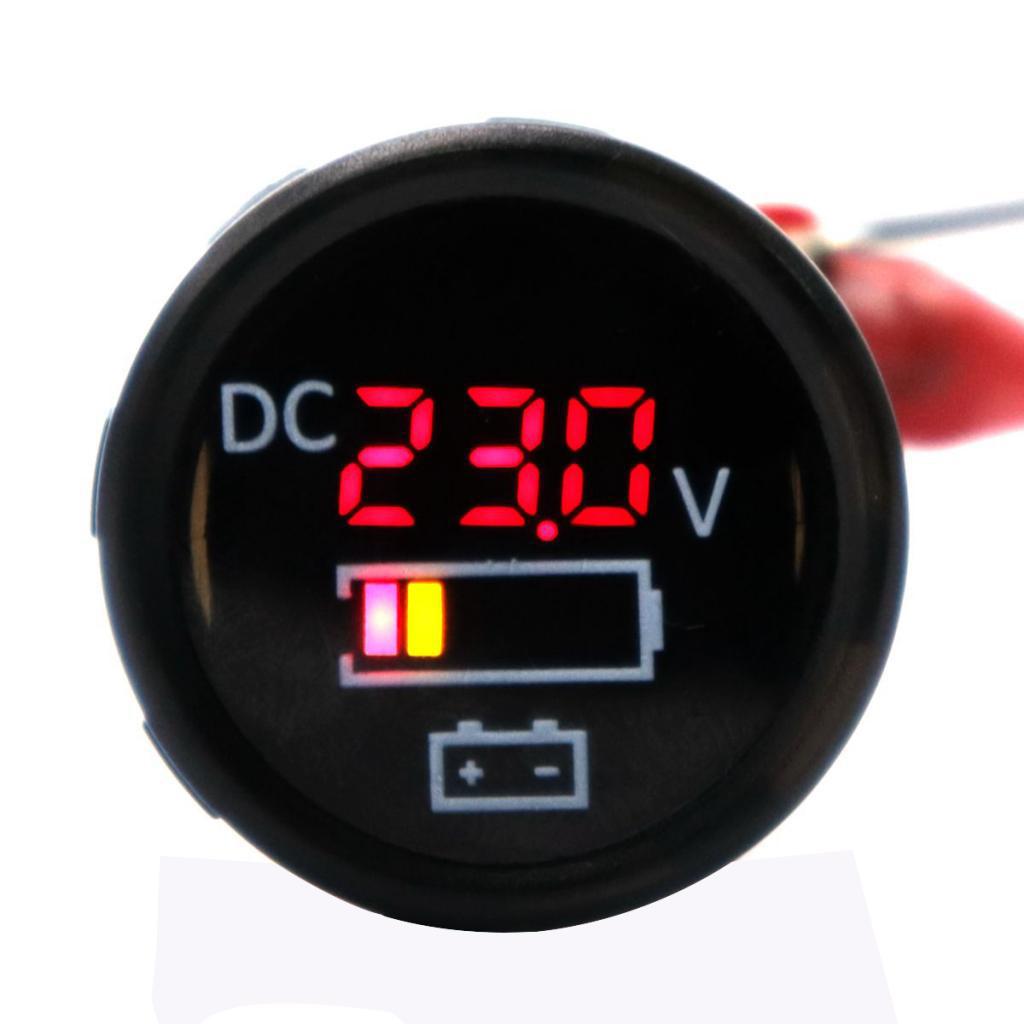 Waterproof Car Motorcycle Red LED Digital Voltmeter Gauge Meter 12V-24V