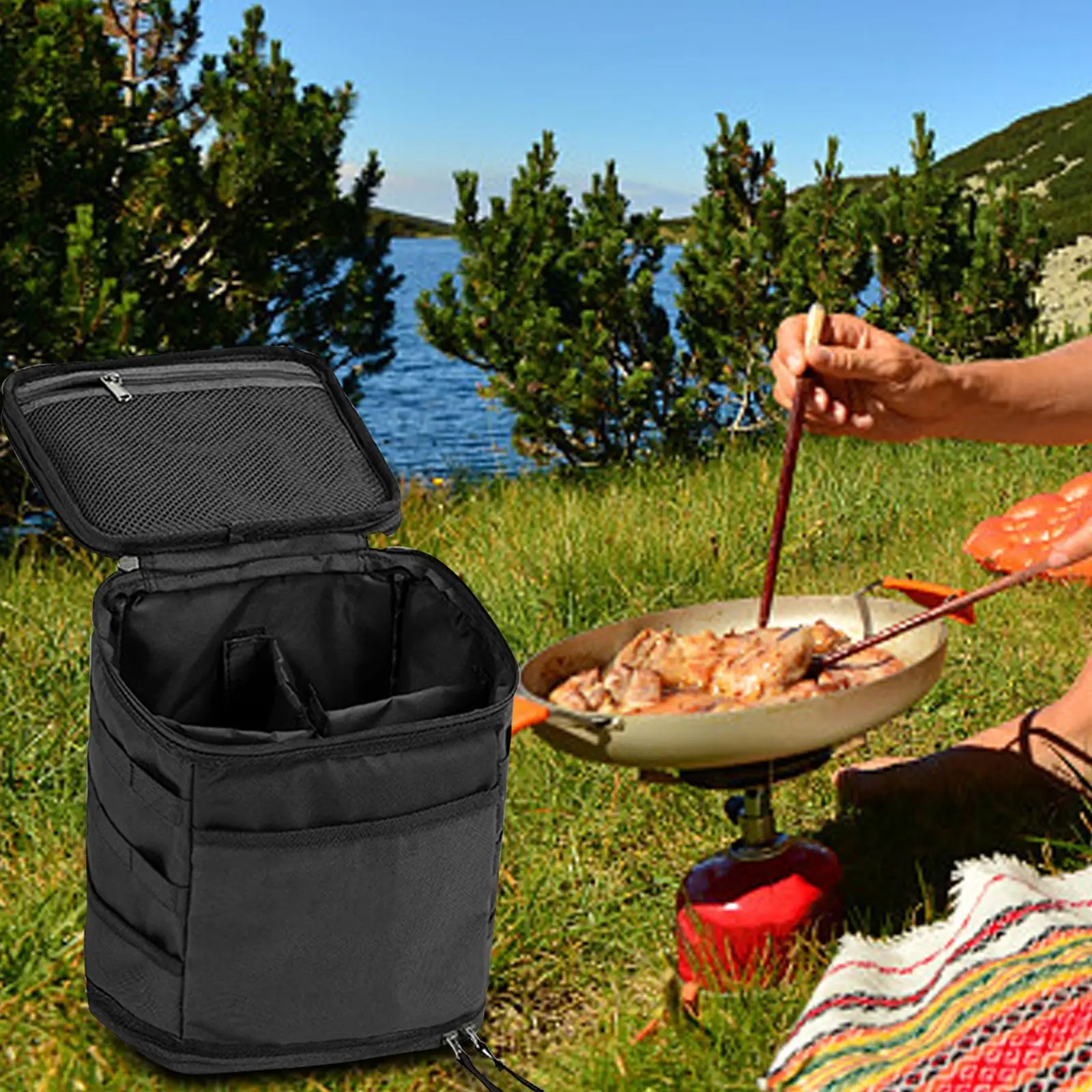 Camping Cookware Storage Bag Large Capacity Portable Picnic Bag Handbag Carry