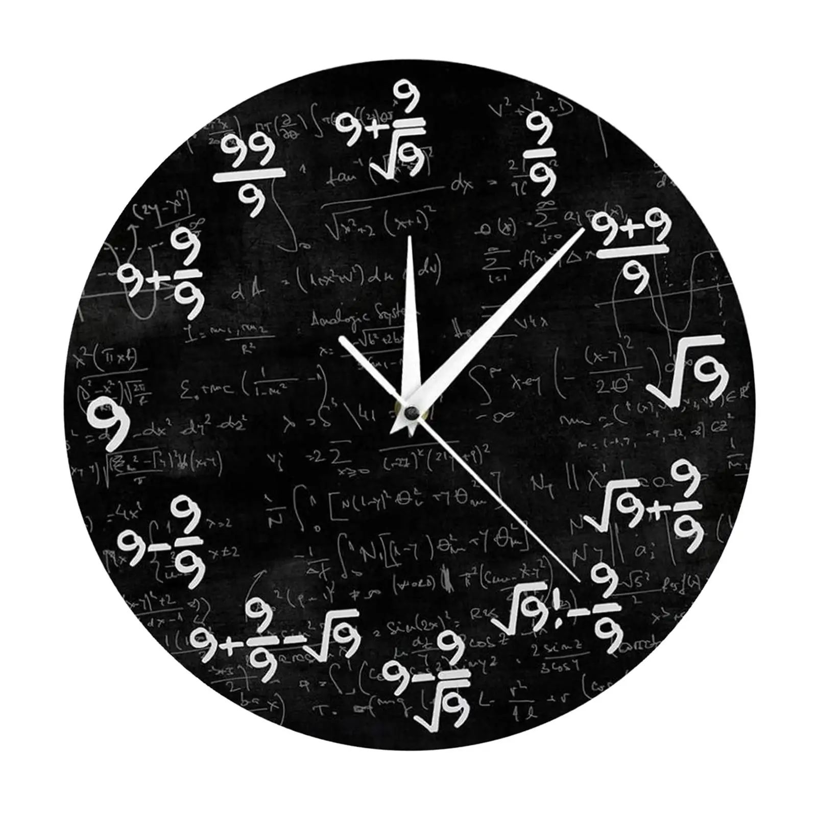Math Wall Clock,Battery Operated Decorative Wall Clock for Living Room,
