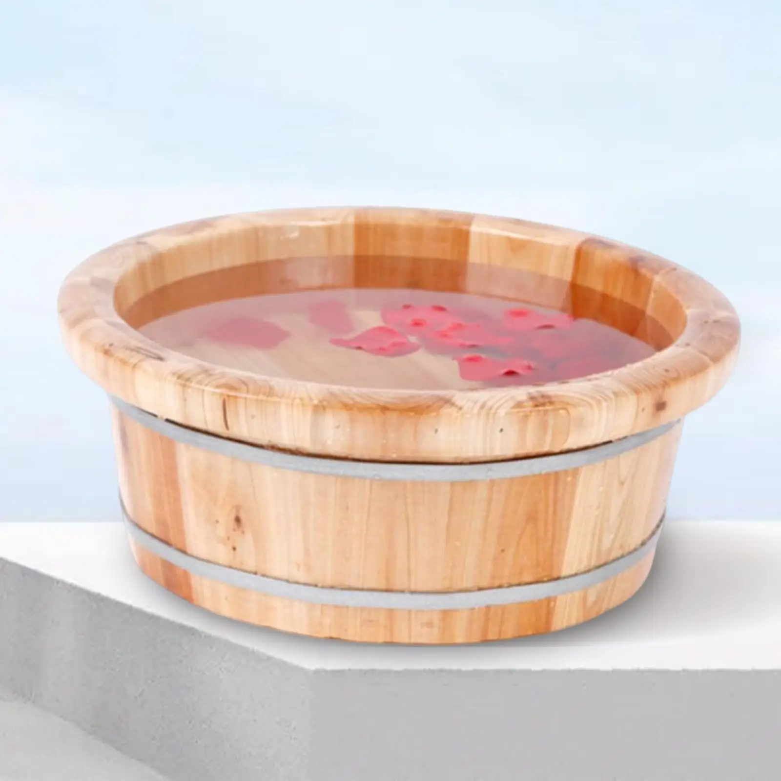 Foot Bathtub Wooden Bucket Foot Bath Barrel Basin Spa Tub Wood Basin Foot Wash Basin for Household