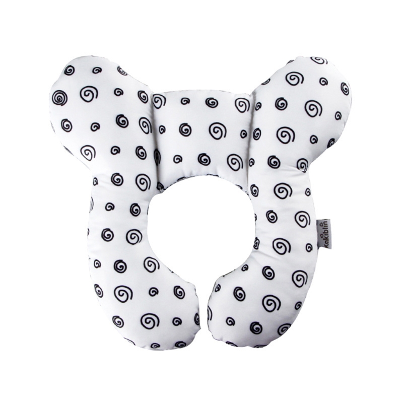 Appui-tête Bébé Réglable - Pour Siège Auto, Poussette, Avion - Coton Doux - Sangle Velcro Et Coussinets Amovibles - Gris