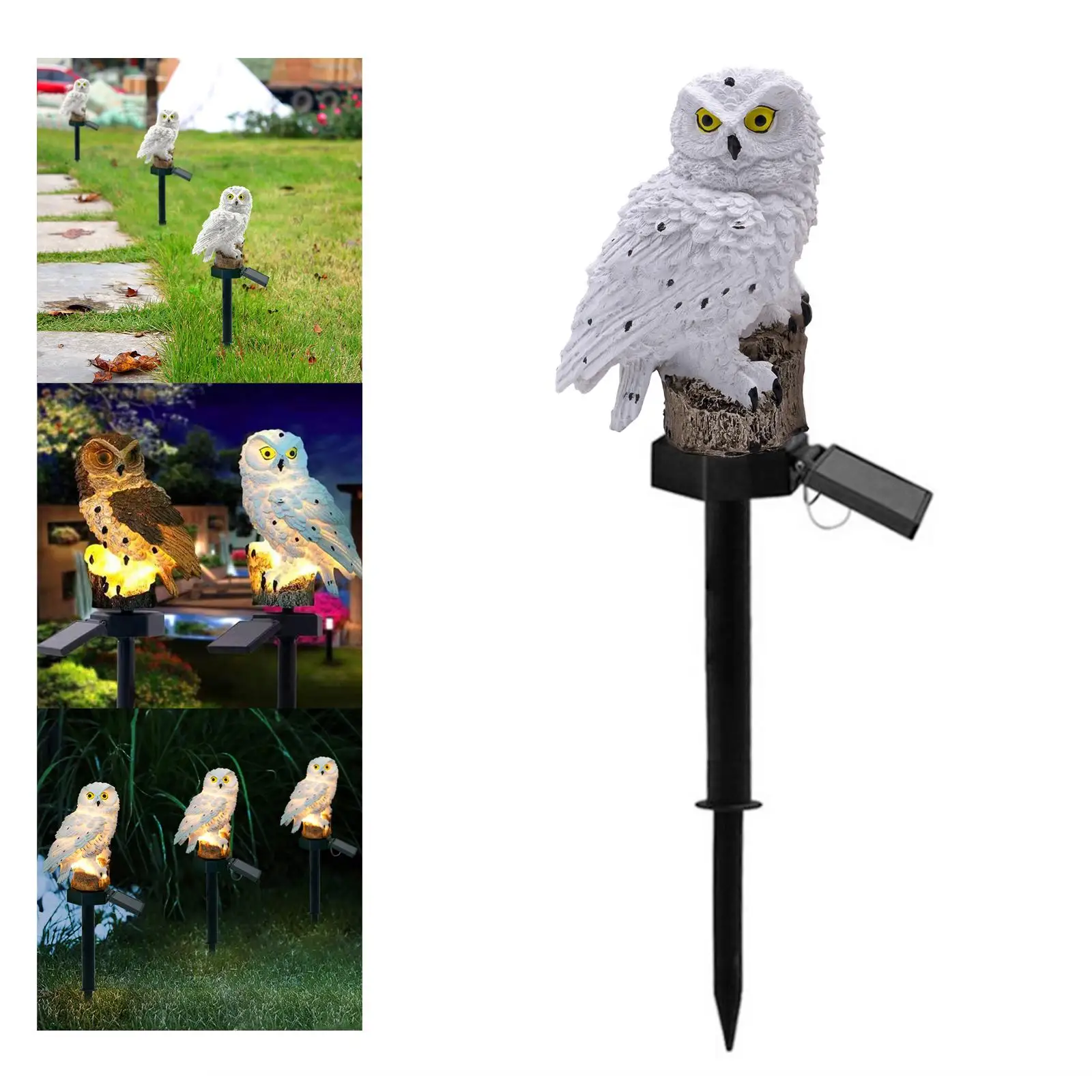 Owl Shape Lawn Light with Stake Solar Lights Resin Creative Landscape Lamp for Outdoor Lighting Ornament Christmas Garden Yard