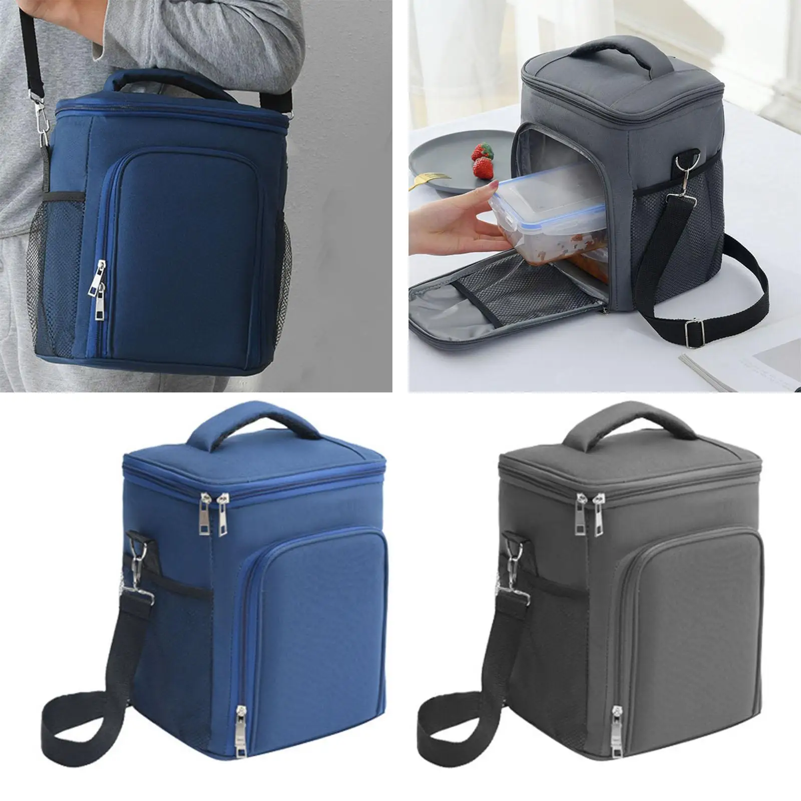 Large Capacity Cooler Backpack Food Container Reusable Lightweight with Pockets Lunch Bag for Office Outdoor Camping Teens Adult