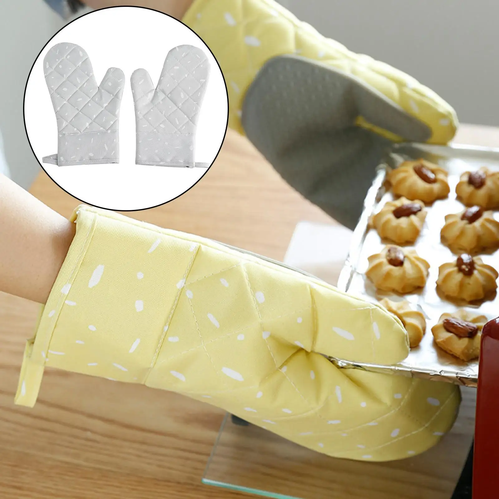 Canvas Oven   Resistant , 1 Pair of Machine Washable Microwave Oven Gloves for Kitchen, Cooking, Baking