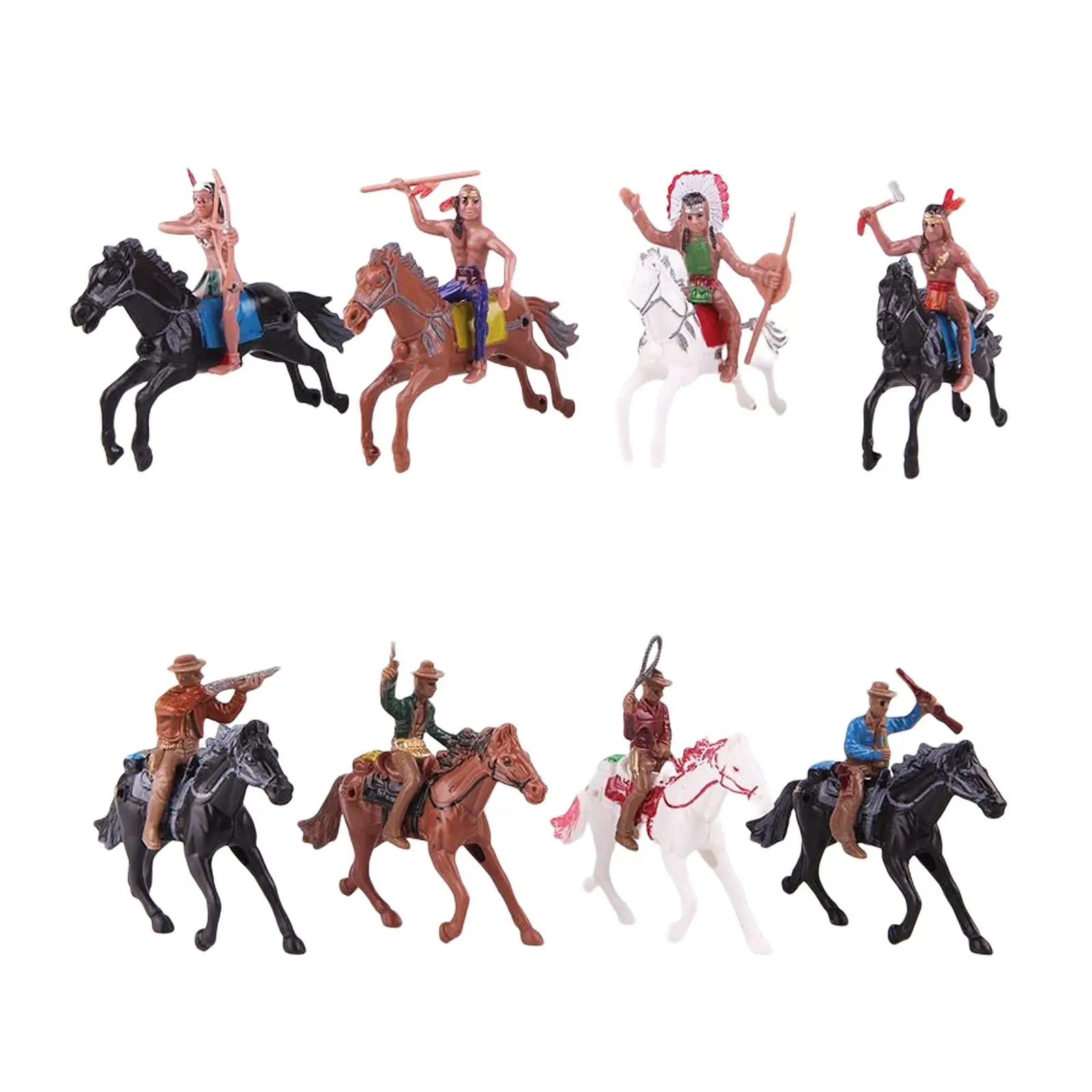 Pack of 8 Western Cowboy Figures Playset for Boys Home Decoration