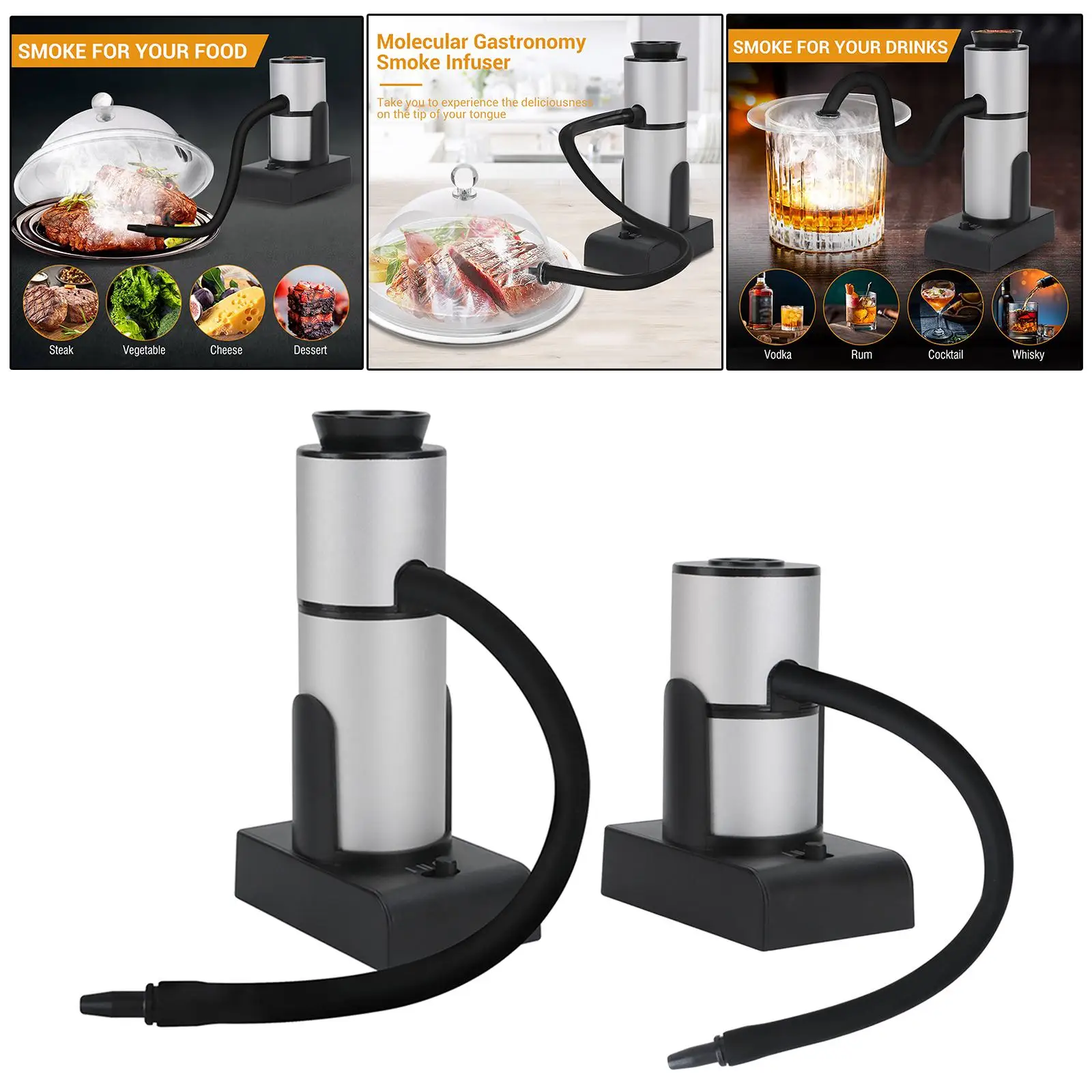 Electric Smoke Infuser Cocktails Smoker Food Cold Smoke Generator Smoking Gun for Indoor Home Kitchen Steak Cheese Meat Burn