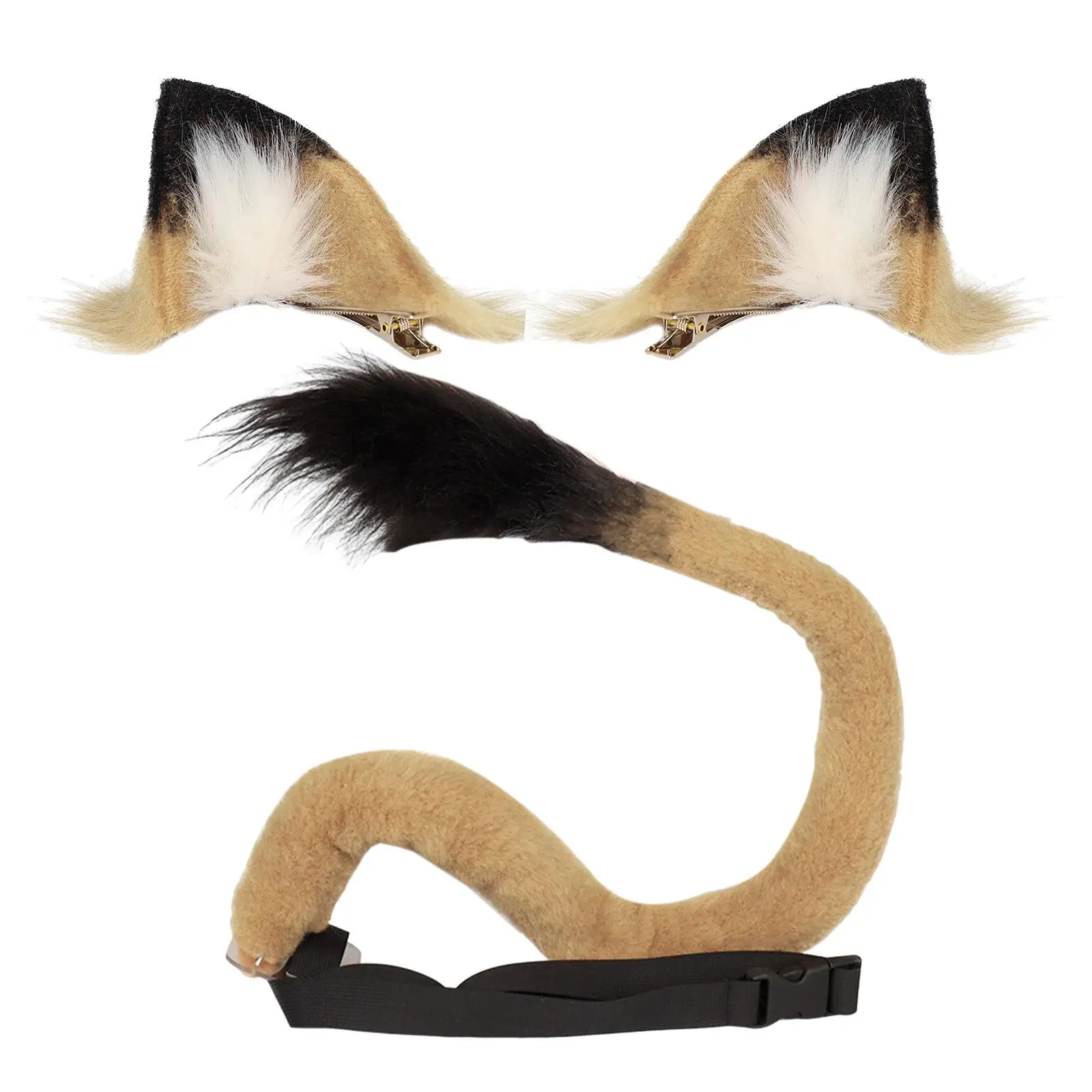 Plush Lion Ear and Tail for Kids Adults Bendable Tail Animal Ears Hair Clip Cosplay for Festival Fancy Dress Costume Accessory