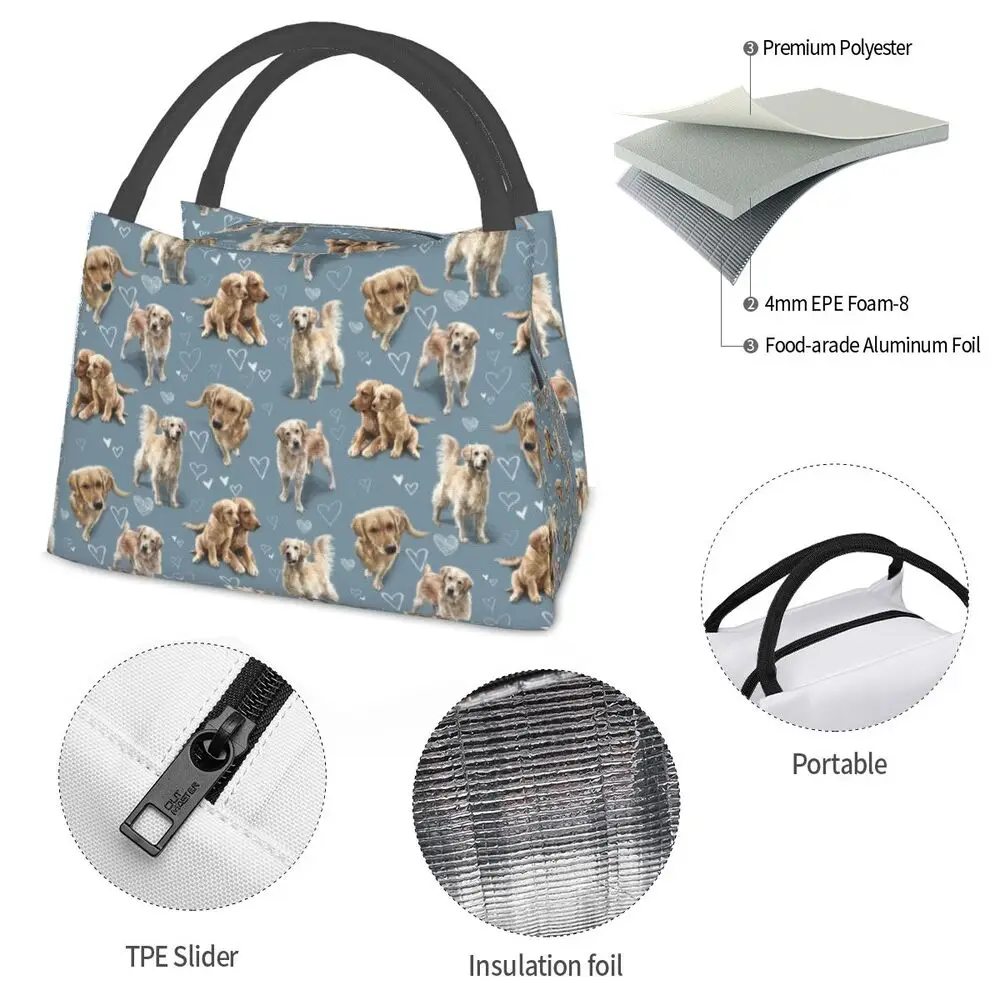 The Golden Retriever Insulated Lunch Bags for Women - classic shop