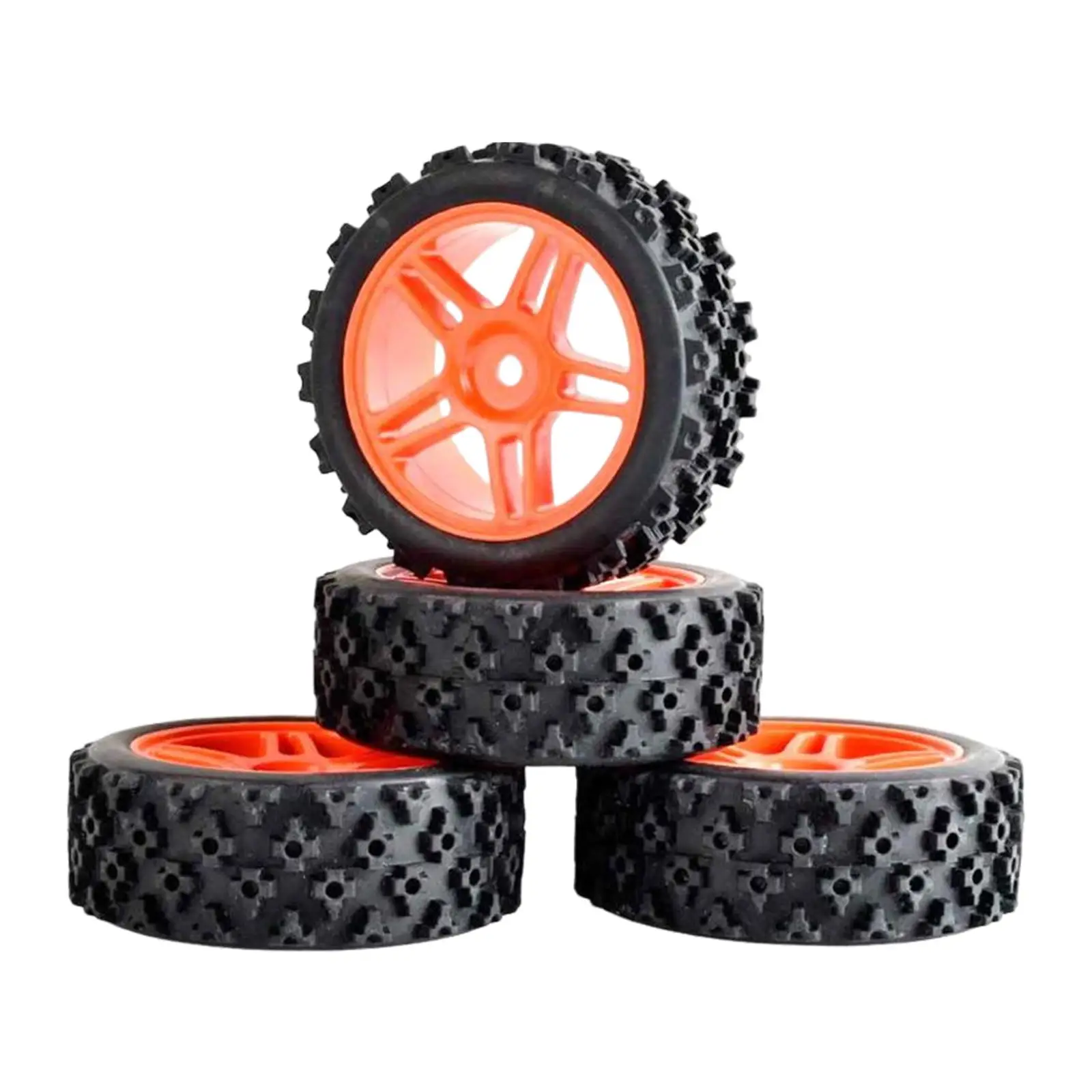 4x RC Rubber Wheels & Tires Durable Replacement for Wltoys 144001 124018 124019 Buggy Parts Remote Control Vehicle Hobby Model