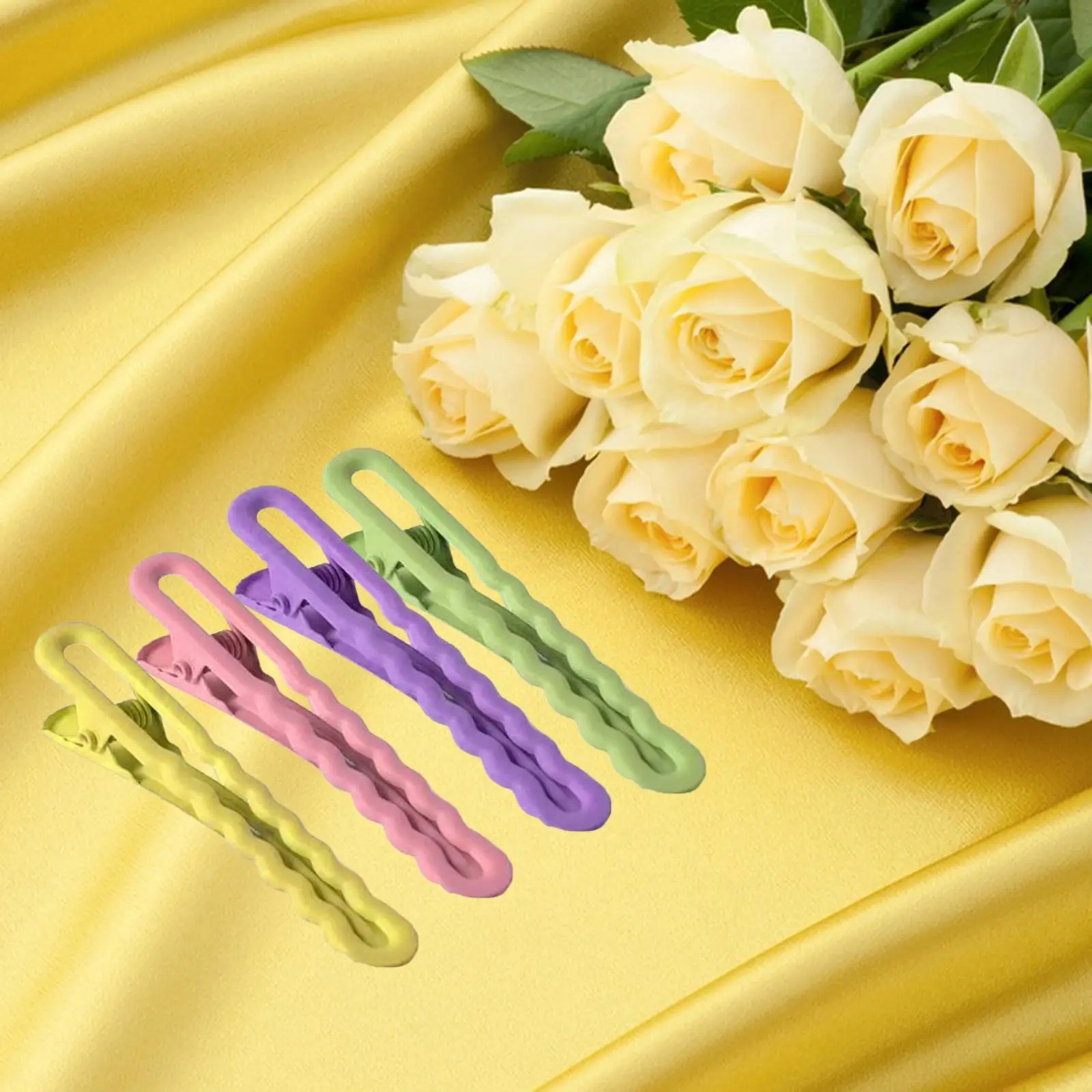 4Pcs Snap Hair Pins Metal Barrettes Cute Candy Color Tool Cream Hair Clips for Women Girls Party Wedding Gift