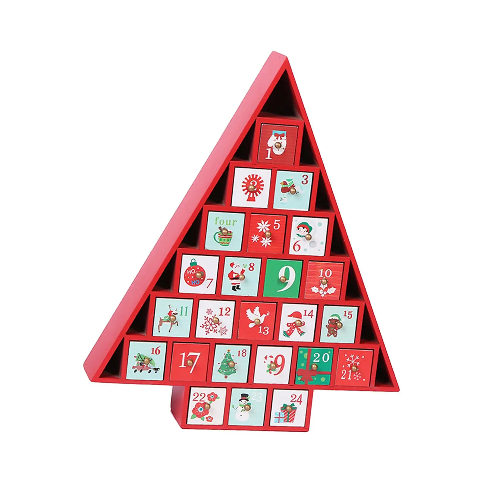 Wooden Calendar Box Candy Organizer Fillable for Holiday Desktop Decor