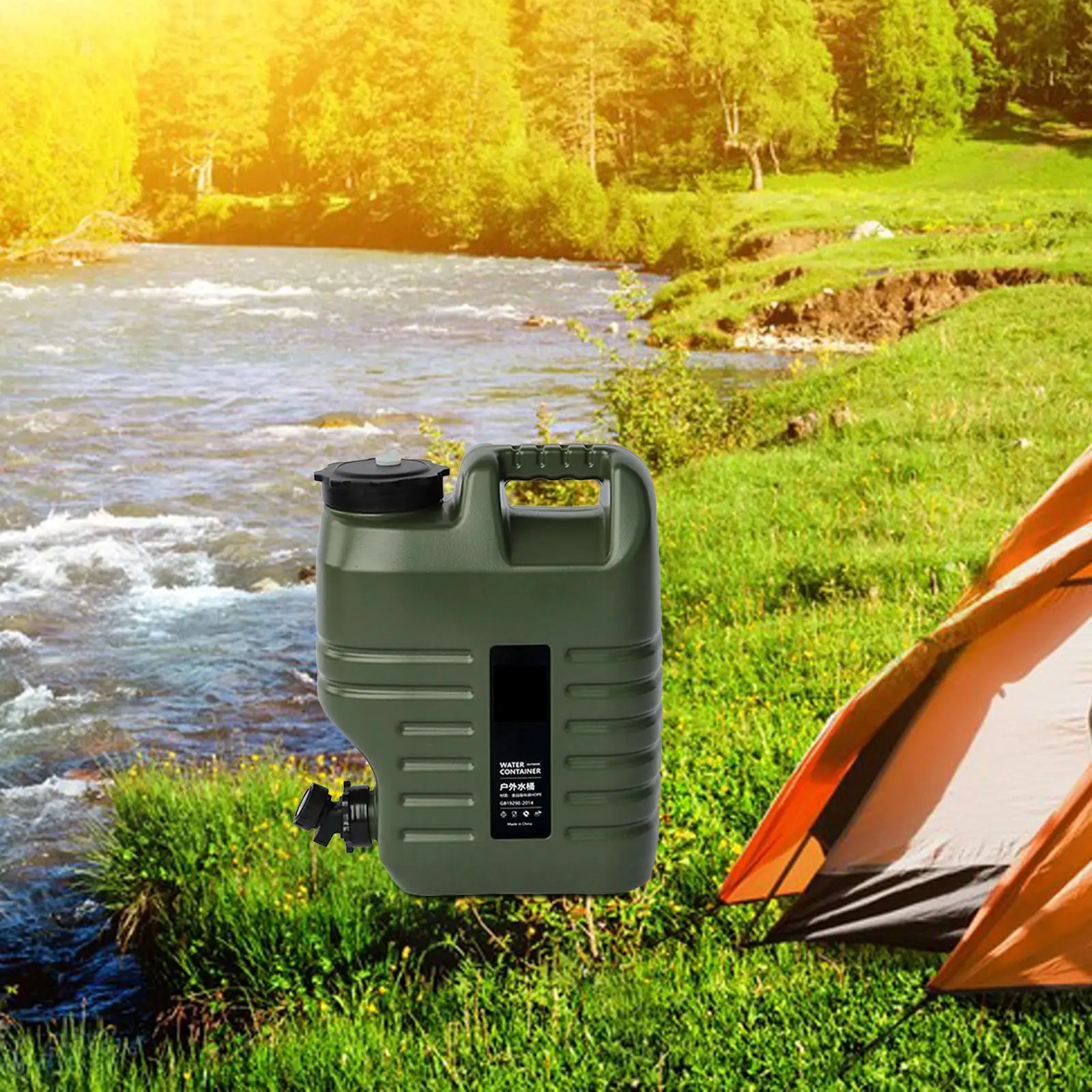Portable Water Storage Tank with Spigot Water Tank Container Water Bottle for Survival BBQ Outside Activities Fishing Tourism