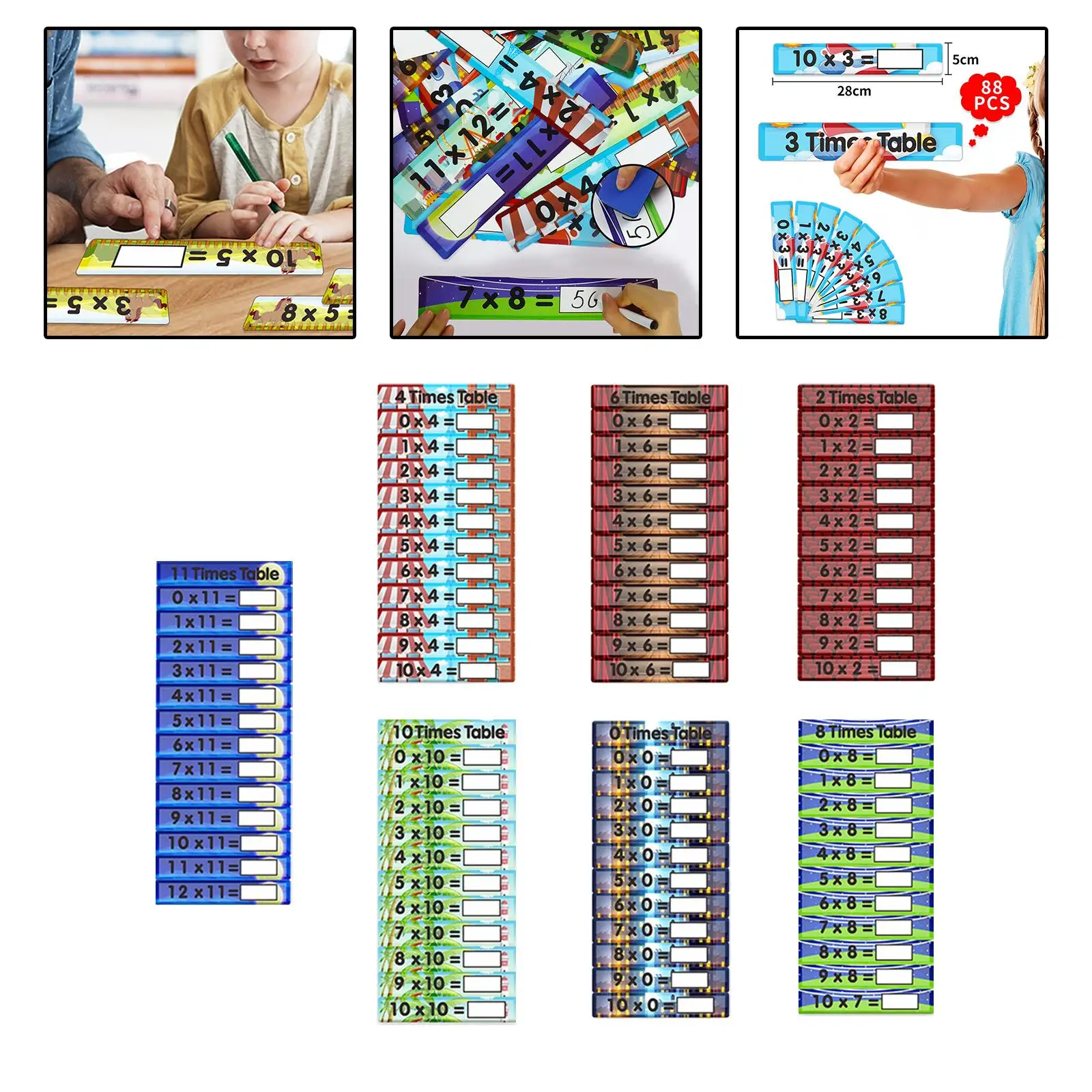 88x Multifunctional Multiply Card Erasable Early Education Toys for Holiday