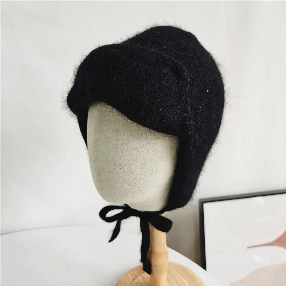 leather bomber cap Warm Rabbit Fur Bomber Hats Autumn and Winter Korean Fashion Cute Ear Caps Riding Lei Feng Hat ушанка mad bomber leather rabbit fur hat