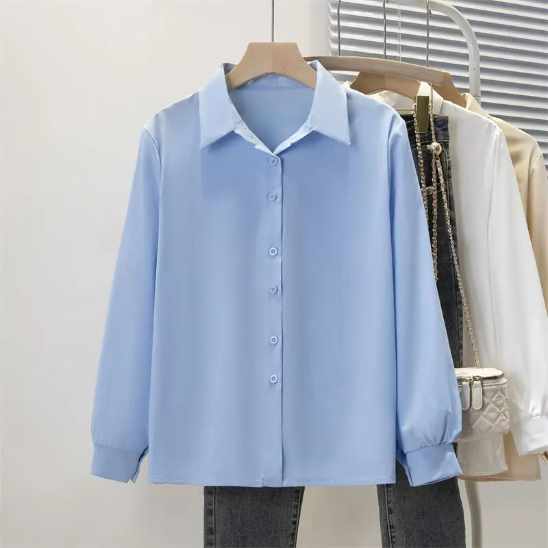 Frühling Herbst Chiffon hemd Frauen hemden Mode weibliche Langarm lose feste lässige Bluse Tops Büro Dame Hemden S-4XL – Detail 7