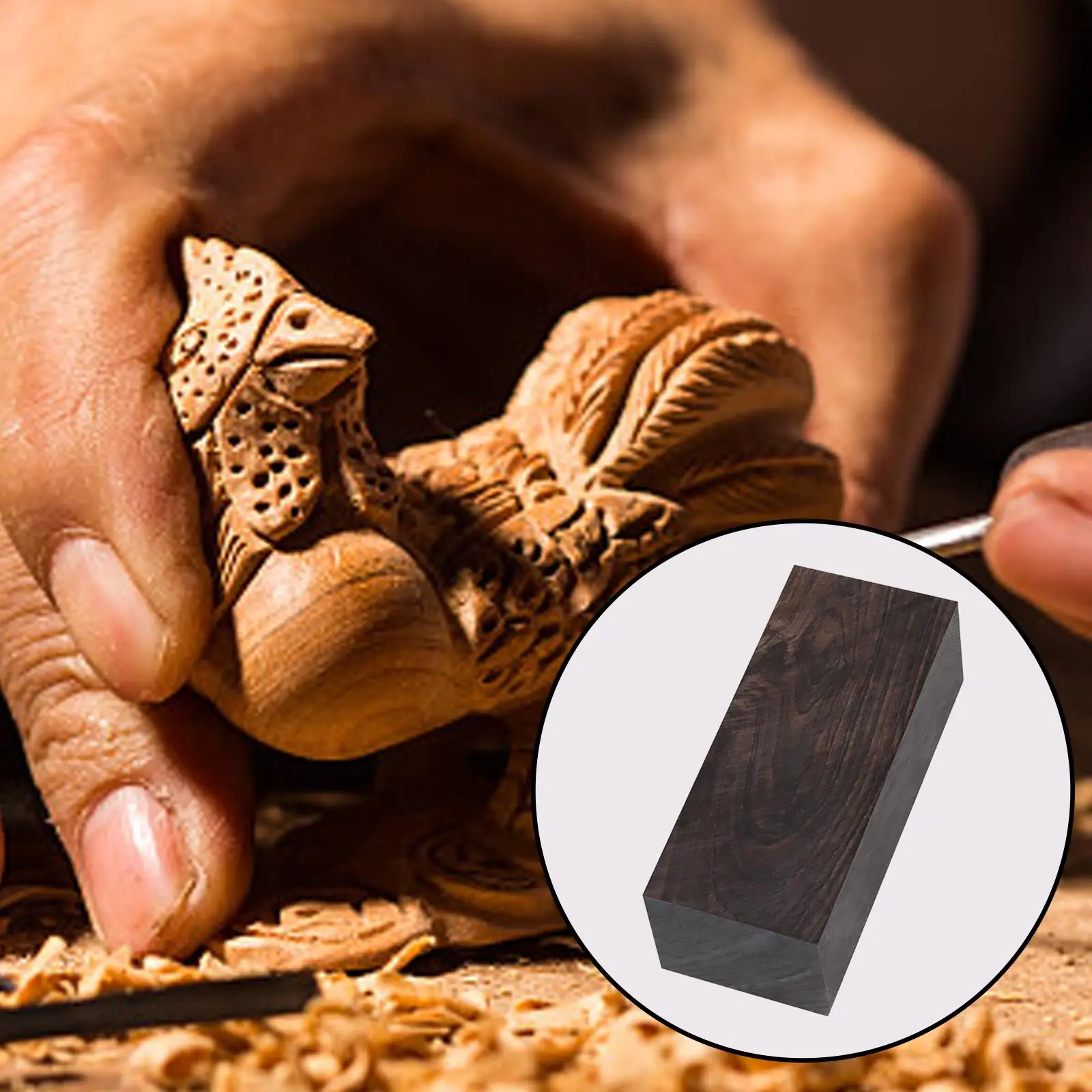Block Ebony Lumber Wood DIY Blank  Handle Carving