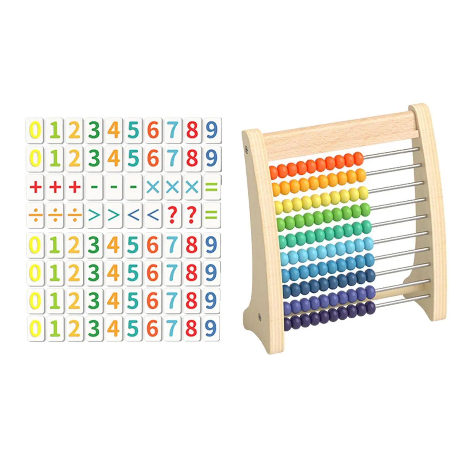 Colorful Wooden Abacus Ten Frame Set Bead Arithmetic Abacus Educational Toy for Toddler Kindergarten Preschool Kids Elementary