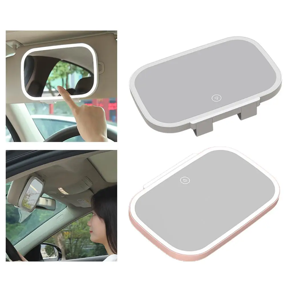 Car Visor Mirror Interior GM 7.8inch with LED Lights Co-Pilot Portable Touch Dimming USB Charging for Make up Travel Adult Men